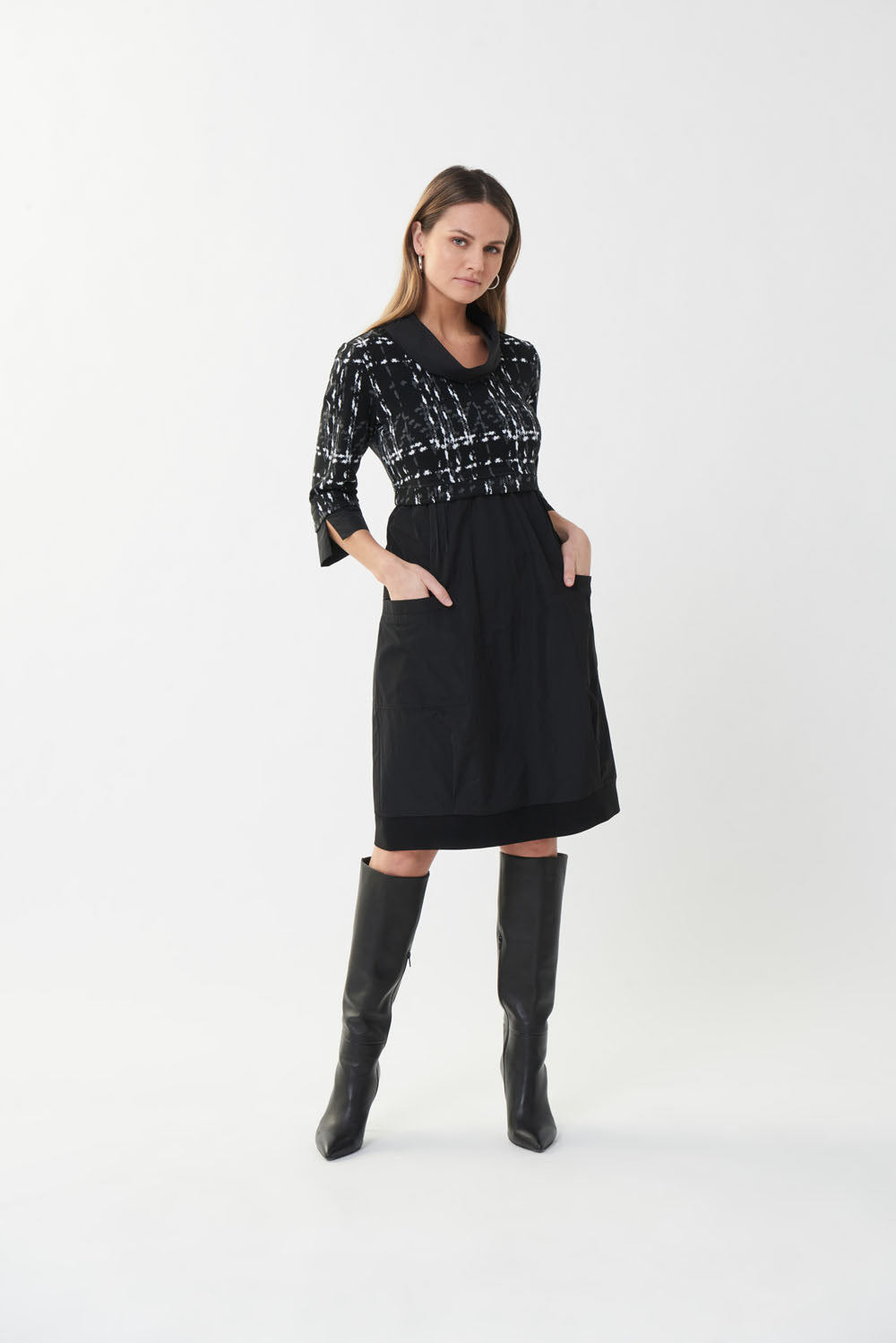 Joseph Ribkoff Black/Vanilla/Grey Dress Style 223232 Joseph Ribkoff Black/Vanilla/Grey Dress Style 223232