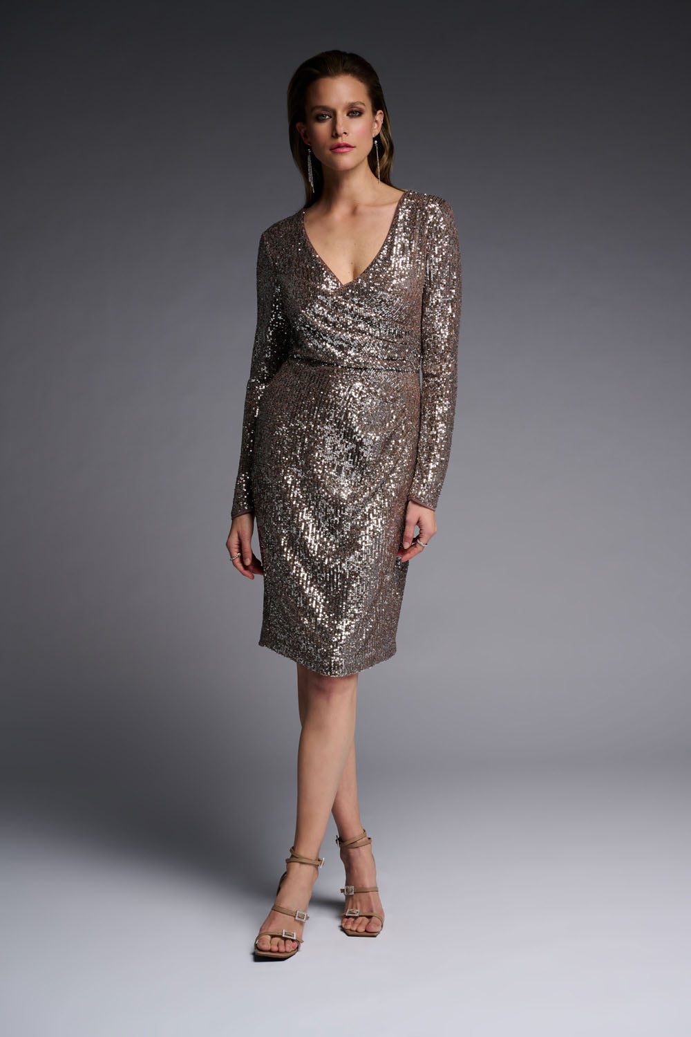 Joseph Ribkoff Silver/Taupe Dress Style 223720 DECABANA Joseph Ribkoff Silver/Taupe Dress Style 223720 DECABANA