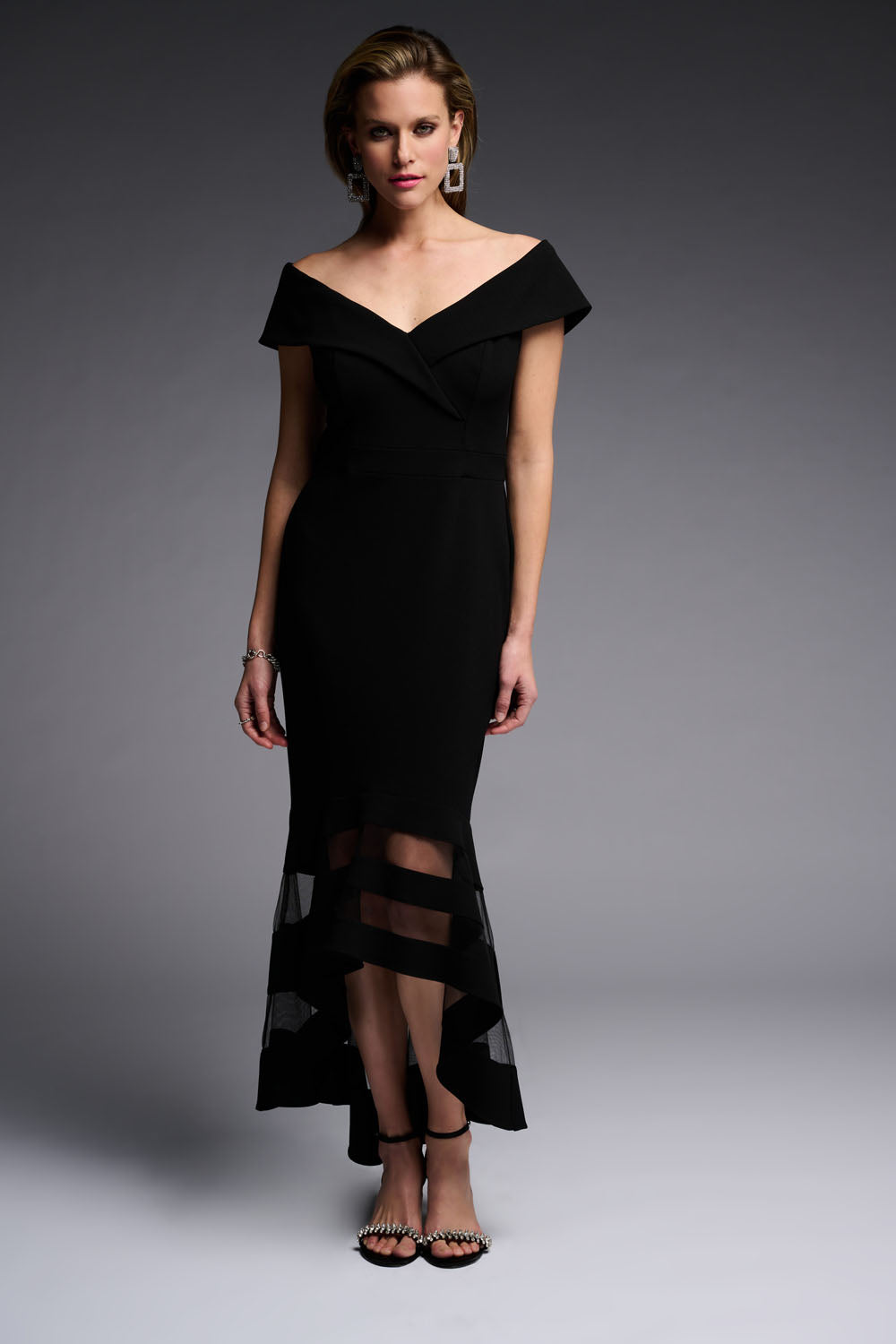 Joseph Ribkoff Black Sheer Panel Dress Style 223743 Joseph Ribkoff Black Sheer Panel Dress Style 223743