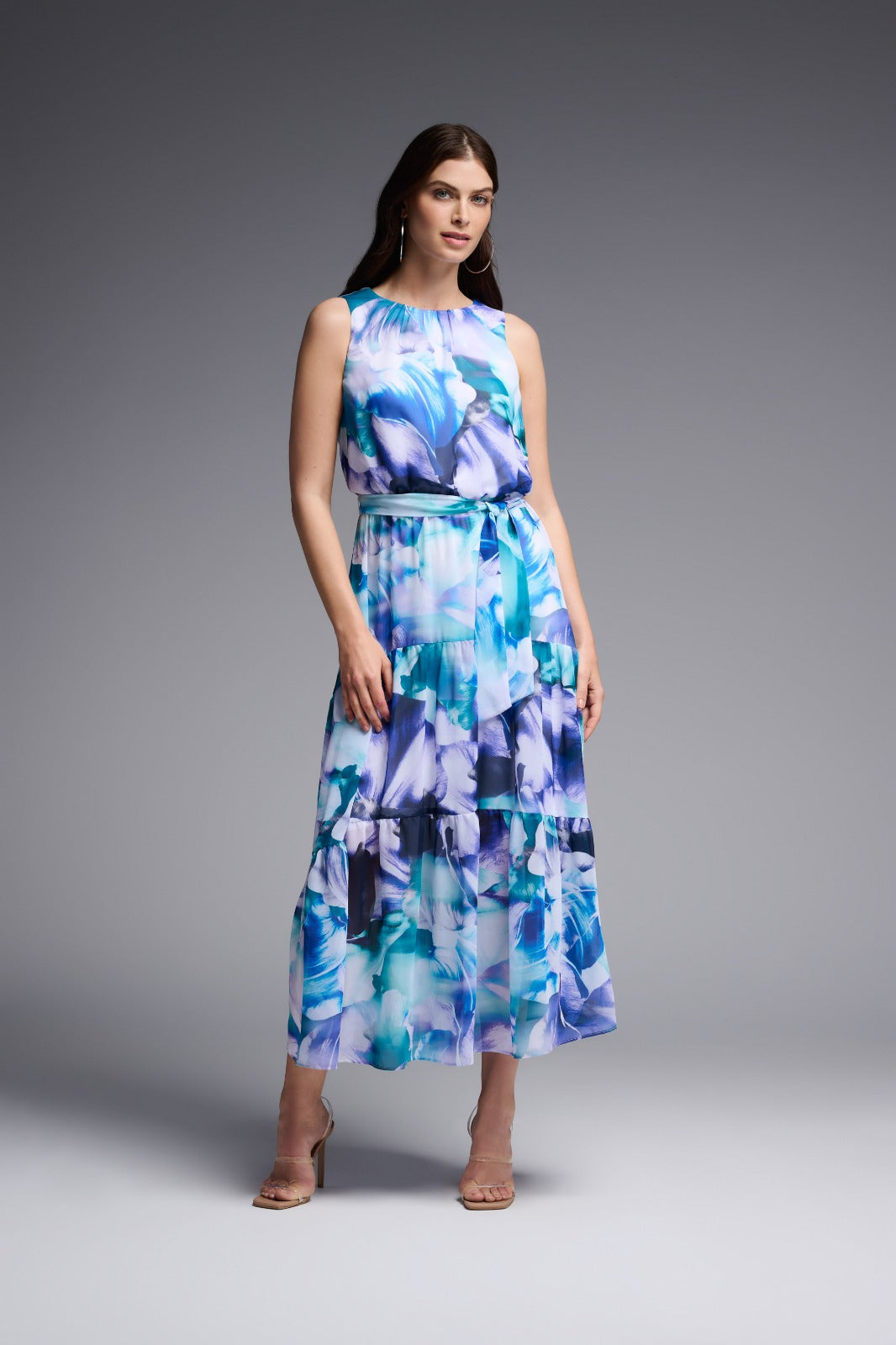 Joseph Ribkoff Vanilla/Multi Sleeveless Maxi Dress Style 231716 Joseph Ribkoff Vanilla/Multi Sleeveless Maxi Dress Style 231716