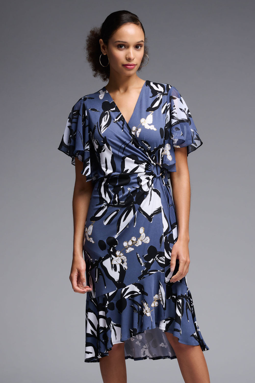 Joseph Ribkoff Blue/Multi Wrap Dress Style 231768 – DECABANA