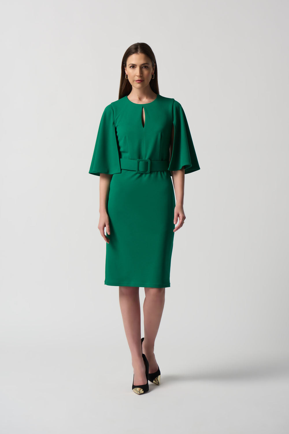 Joseph Ribkoff Kelly Green Butterfly Sleeve Sheath Dress Style 233094 Joseph Ribkoff Kelly Green Butterfly Sleeve Sheath Dress Style 233094