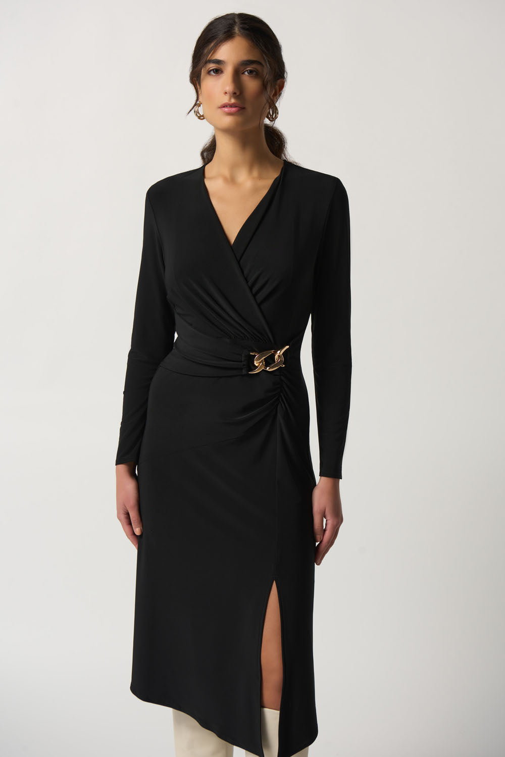 joseph ribkoff long black dress LAST ONE SZ 6 - Joseph Ribkoff Sheer Panel Dress Style 223743