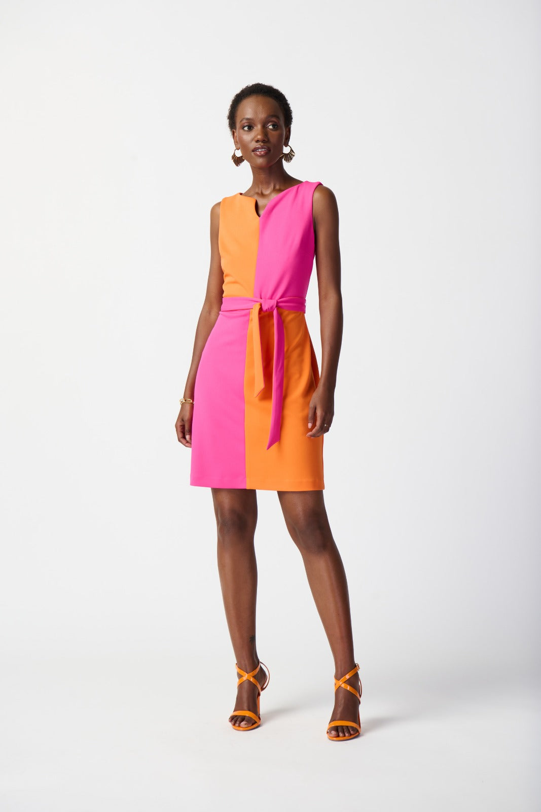 pink and orange block dress Pink/orange Colorblock Bodycon Dress