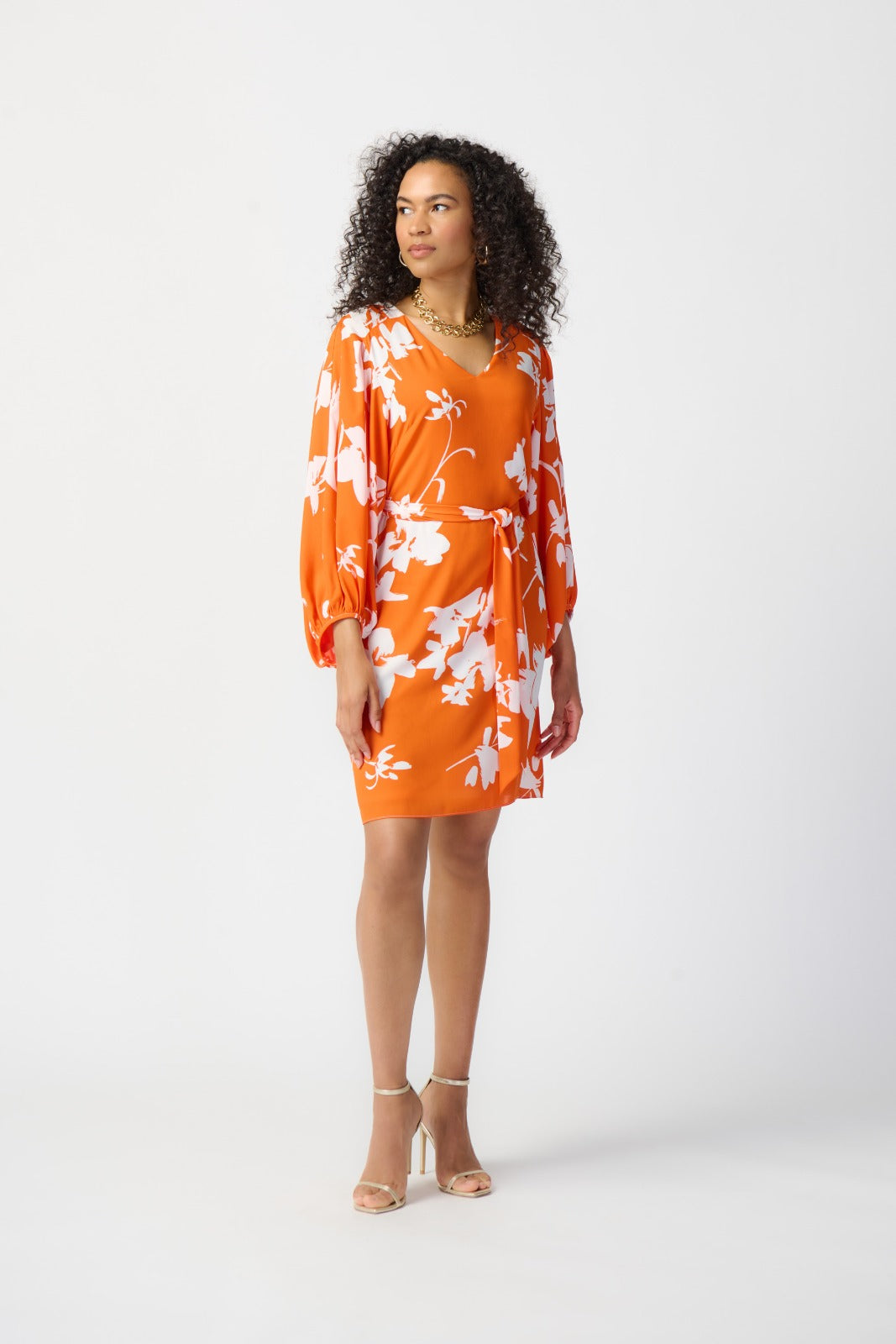 joseph ribkoff orange dress Joseph Ribkoff 243282 Lava Orange (4269) Silky Knit Wrap Dress