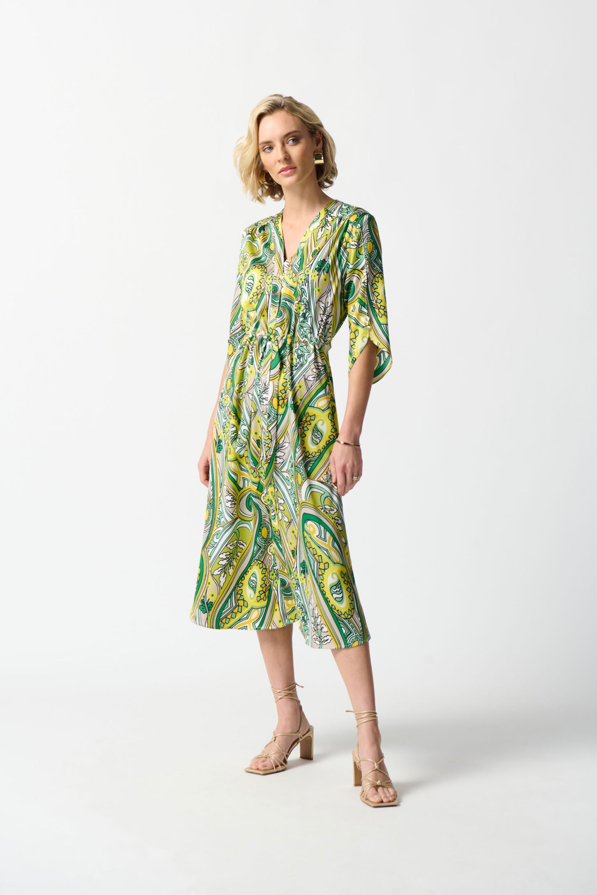 Joseph Ribkoff Vanilla/Multi Paisley Print Shirt Dress Style 242208 DECABANA Joseph Ribkoff Vanilla/Multi Paisley Print Shirt Dress Style 242208 DECABANA