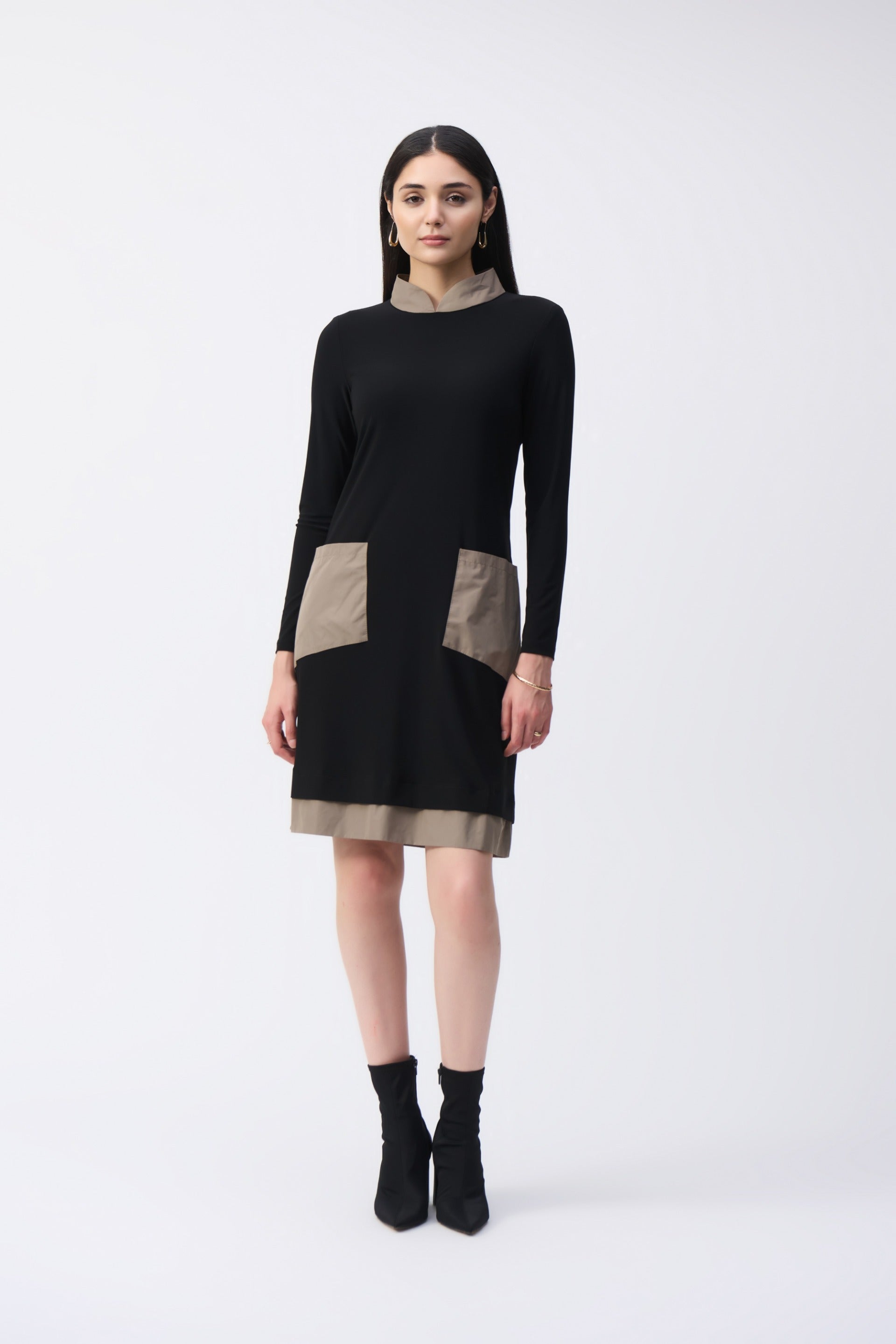 black trapeze dress Joseph Ribkoff Black/Java Trapeze Dress Style 243031 – DECABANA