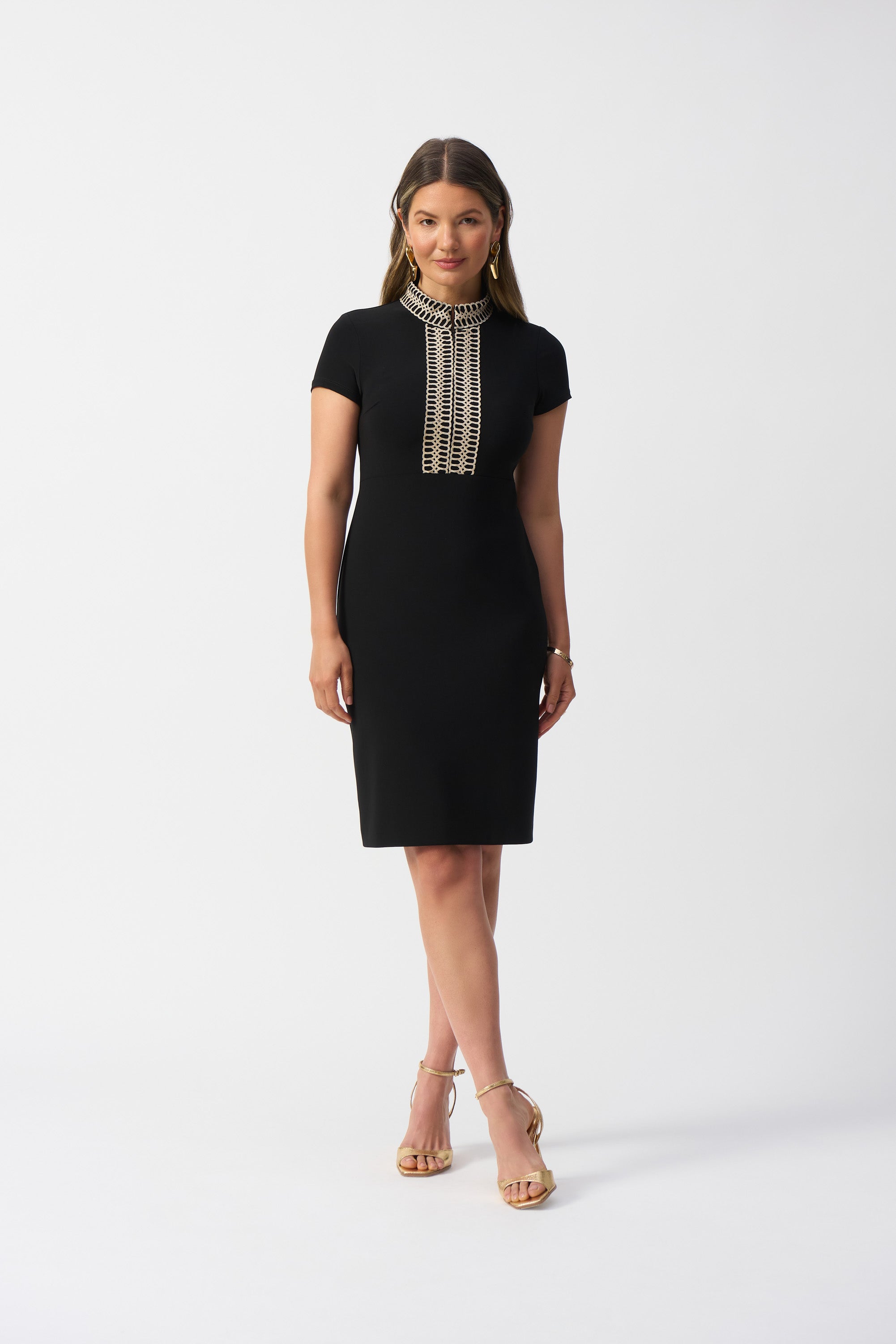 joseph ribkoff black lace dress Joseph Ribkoff Black Sequins Lace Sleeveless Dress Style 243715