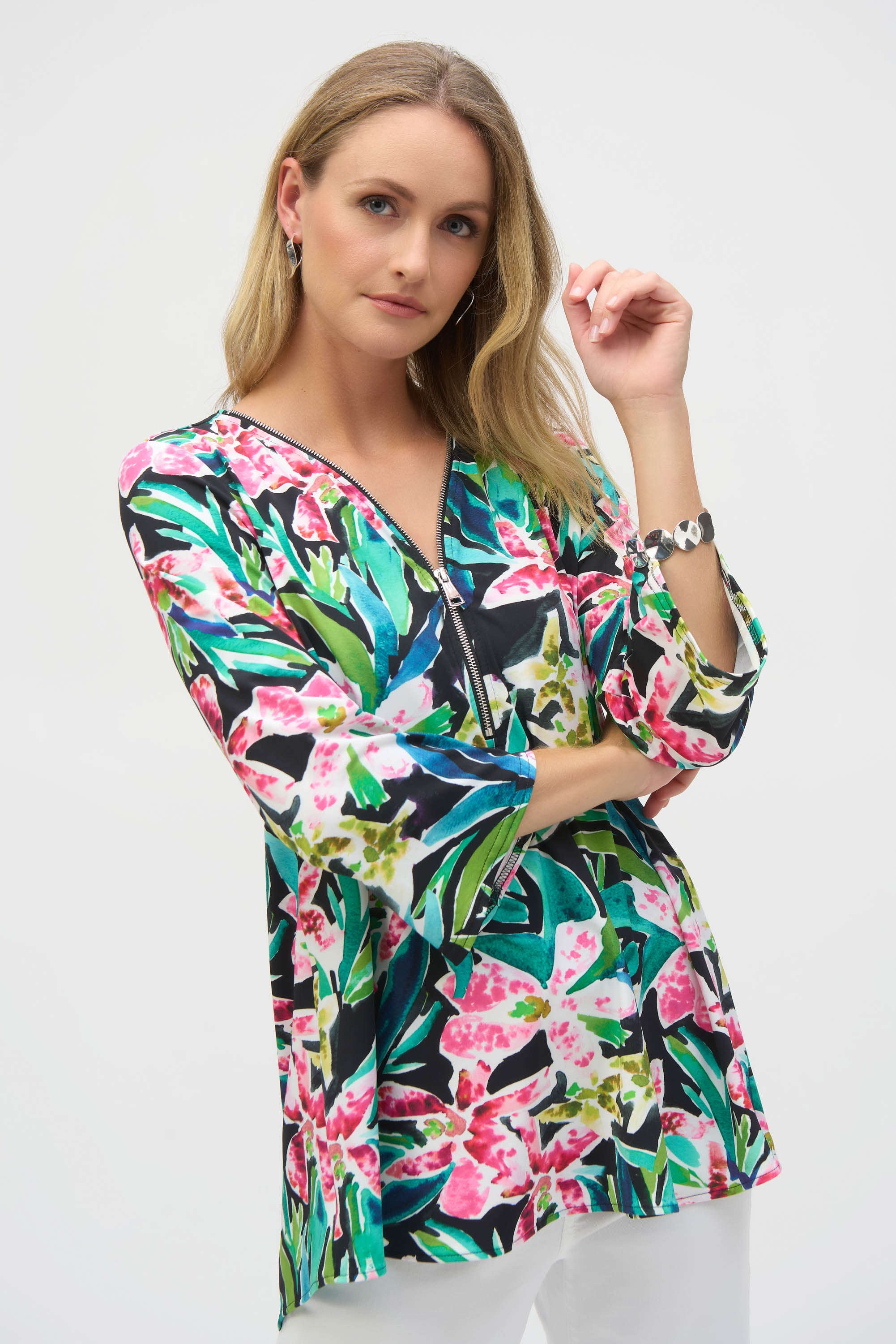 Joseph Ribkoff Tunic 252157 Black/Multi / 14 Joseph Ribkoff Tunic 252157 Black/Multi / 14