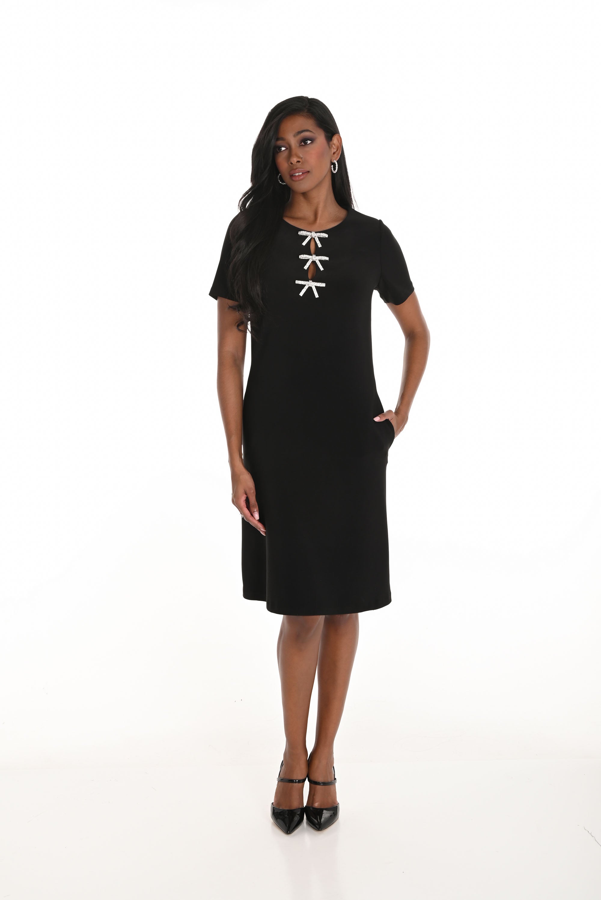 Frank Lyman Black Knee-length Shift Dress Style 259037 DECABANA Frank Lyman Black Knee-length Shift Dress Style 259037 DECABANA