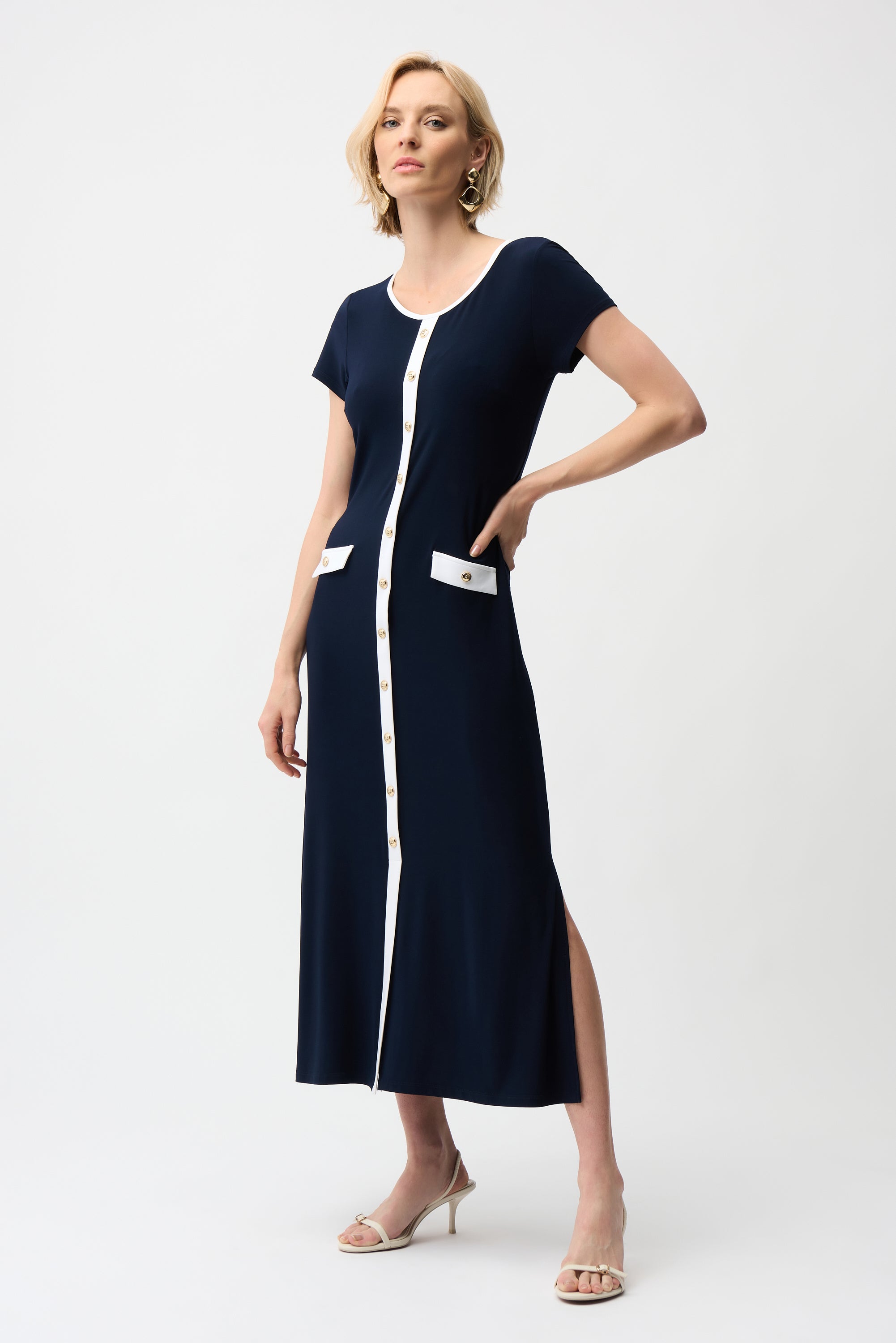 Joseph Ribkoff Color Block A-Line Midi Dress Style 261067 Joseph Ribkoff Color Block A-Line Midi Dress Style 261067