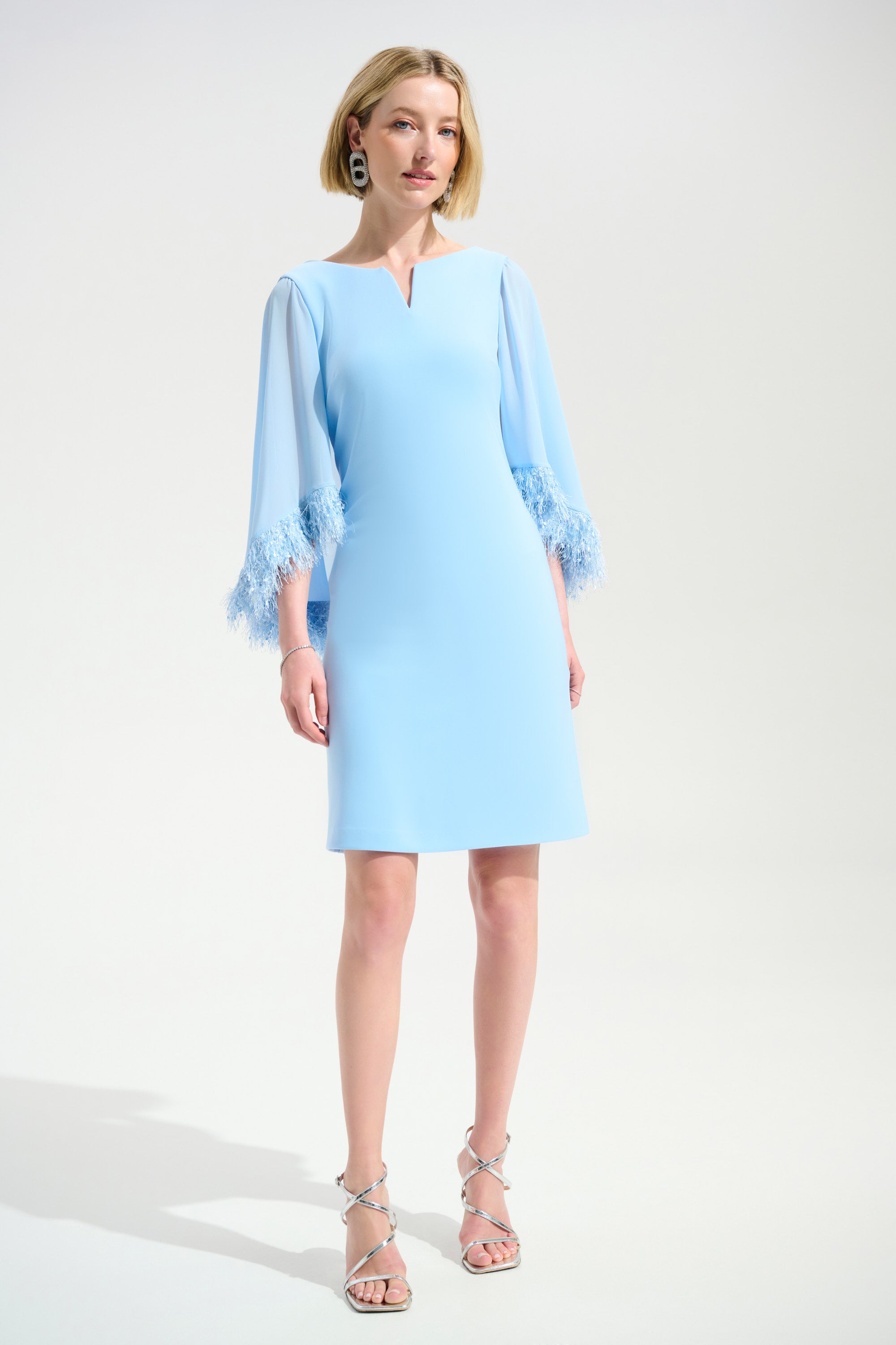 Joseph Ribkoff A-Line Dress With Chiffon Cape And Trim Style 261715 – DECABANA