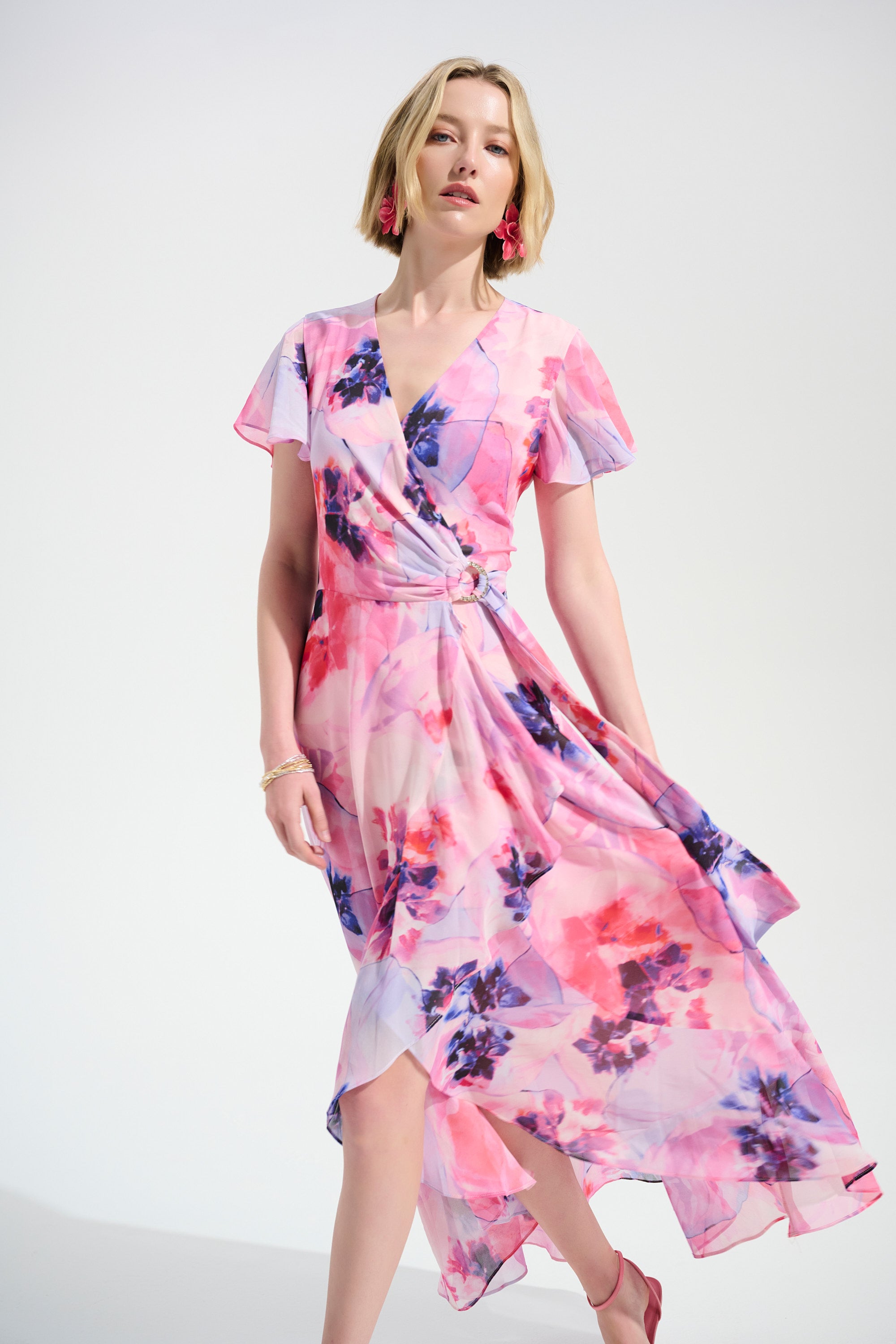 Joseph Ribkoff Wrap Dress With Ruffle Detail Style 261739 Multi / 6