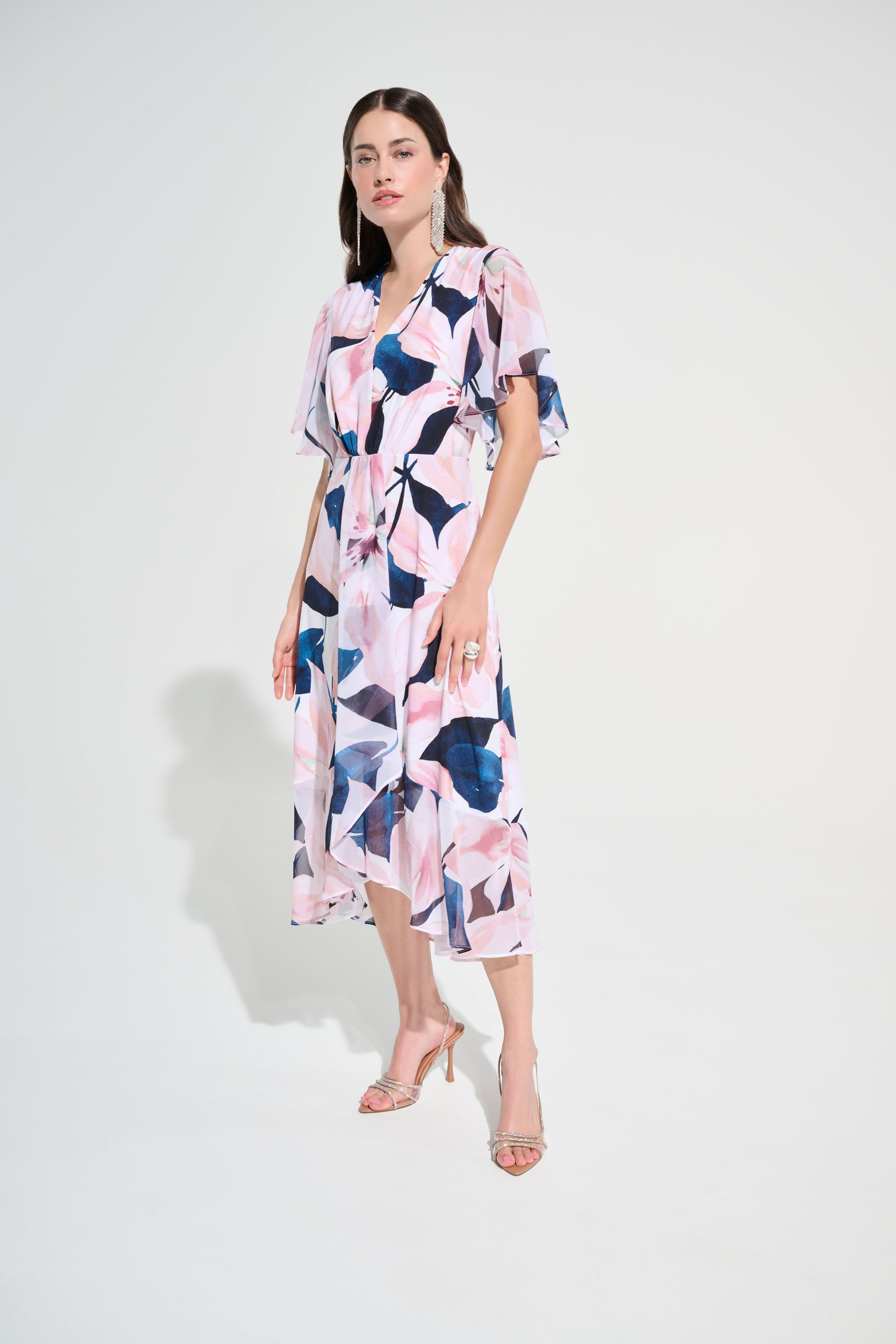 Joseph Ribkoff Floral Print Fit And Flare Dress Style 262713 Vanilla/Multi / 20 Joseph Ribkoff Floral Print Fit And Flare Dress Style 262713 Vanilla/Multi / 20