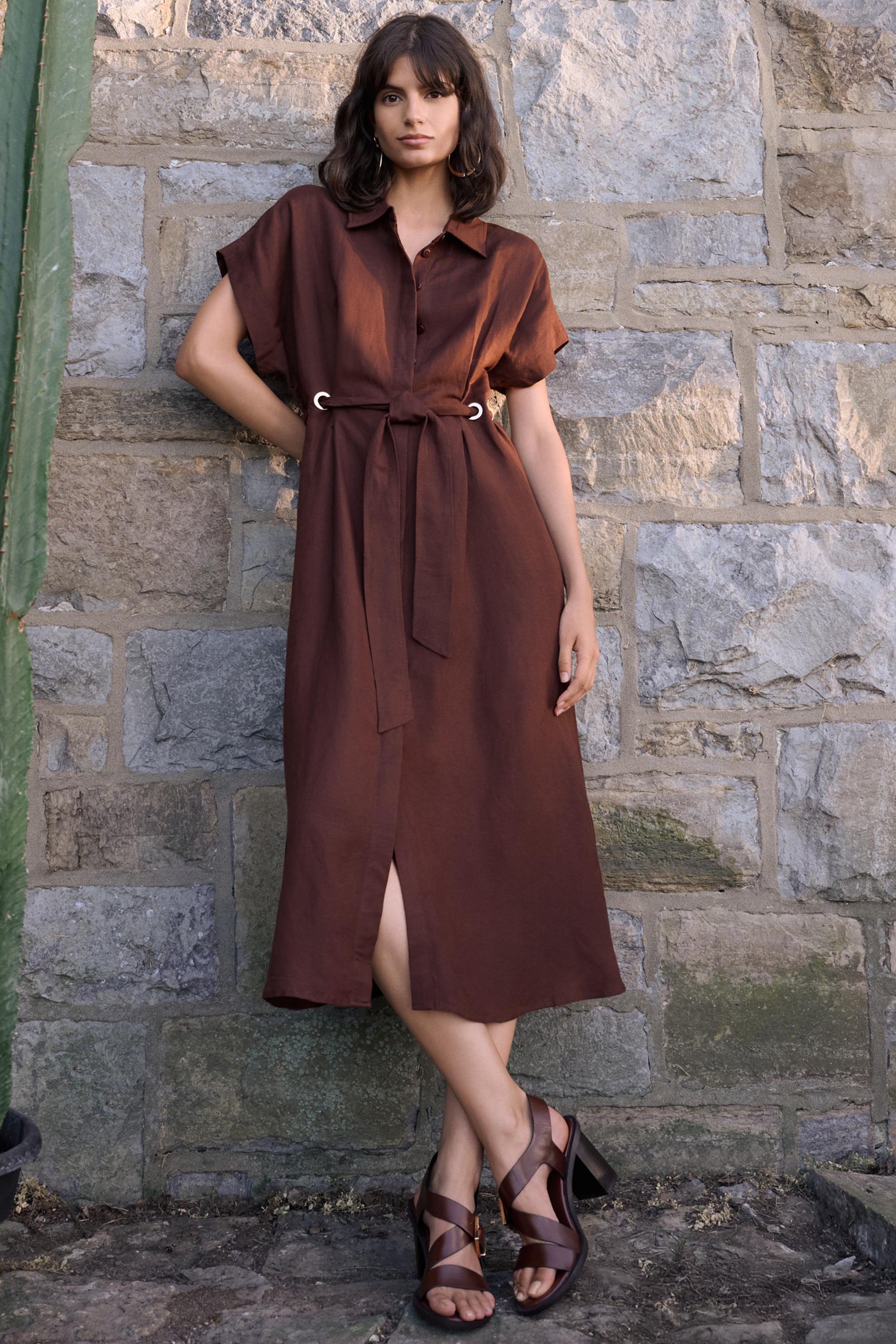 Joseph Ribkoff Linen Blend Fit and Flare Shirt Dress with Sash 262907 Joseph Ribkoff Linen Blend Fit and Flare Shirt Dress with Sash 262907