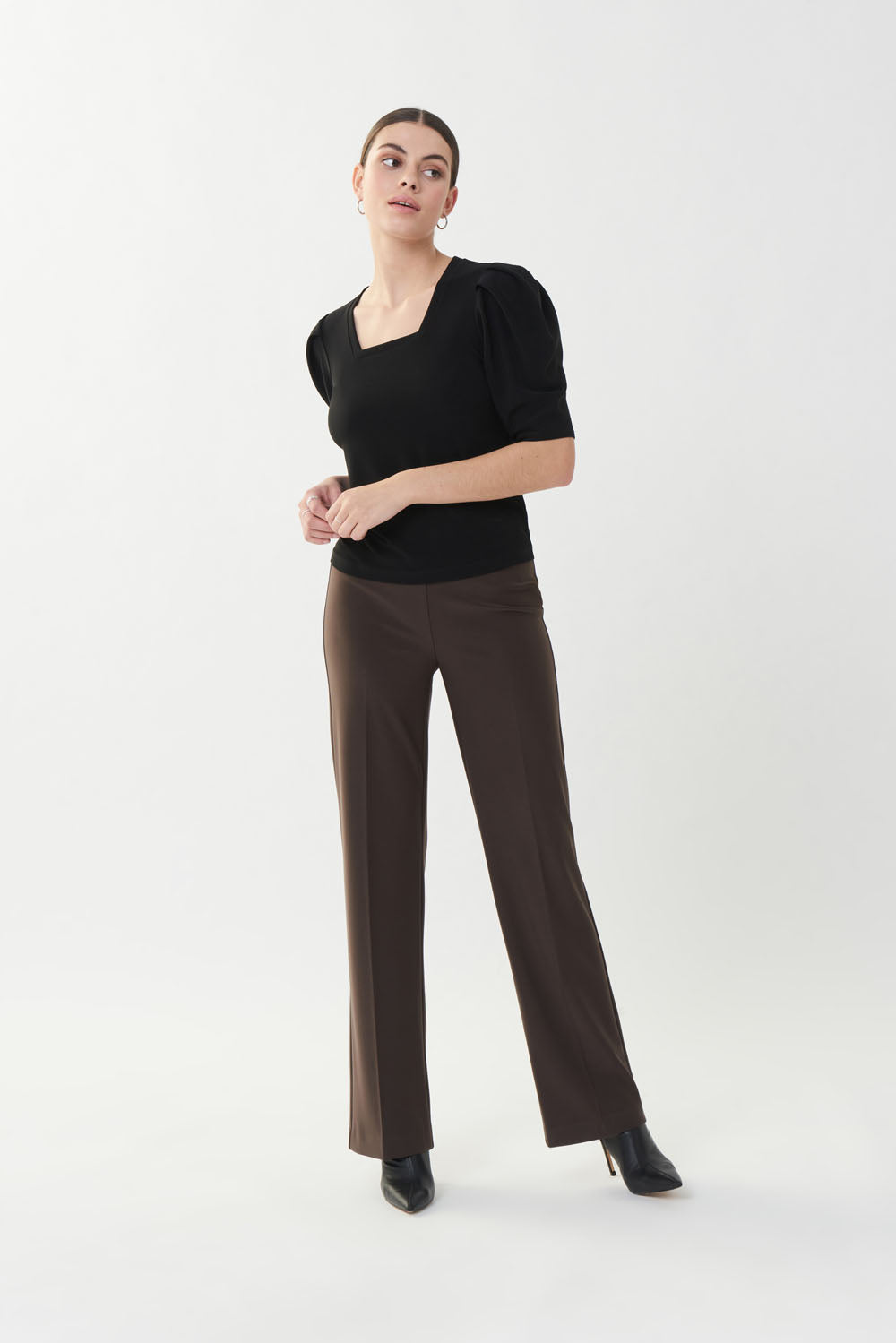 Joseph Ribkoff Mocha Pleated Pants Style 153088-main