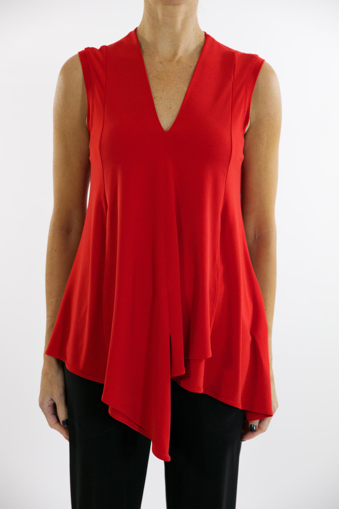 Joseph Ribkoff Red Sleeveless V-neck Tunic Style 161060