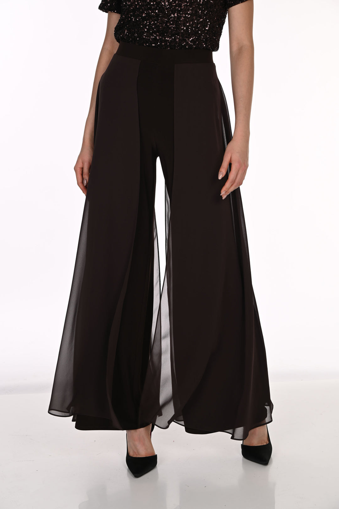 Frank Lyman Wide-Leg Pants with Chiffon Overlay Style 198256