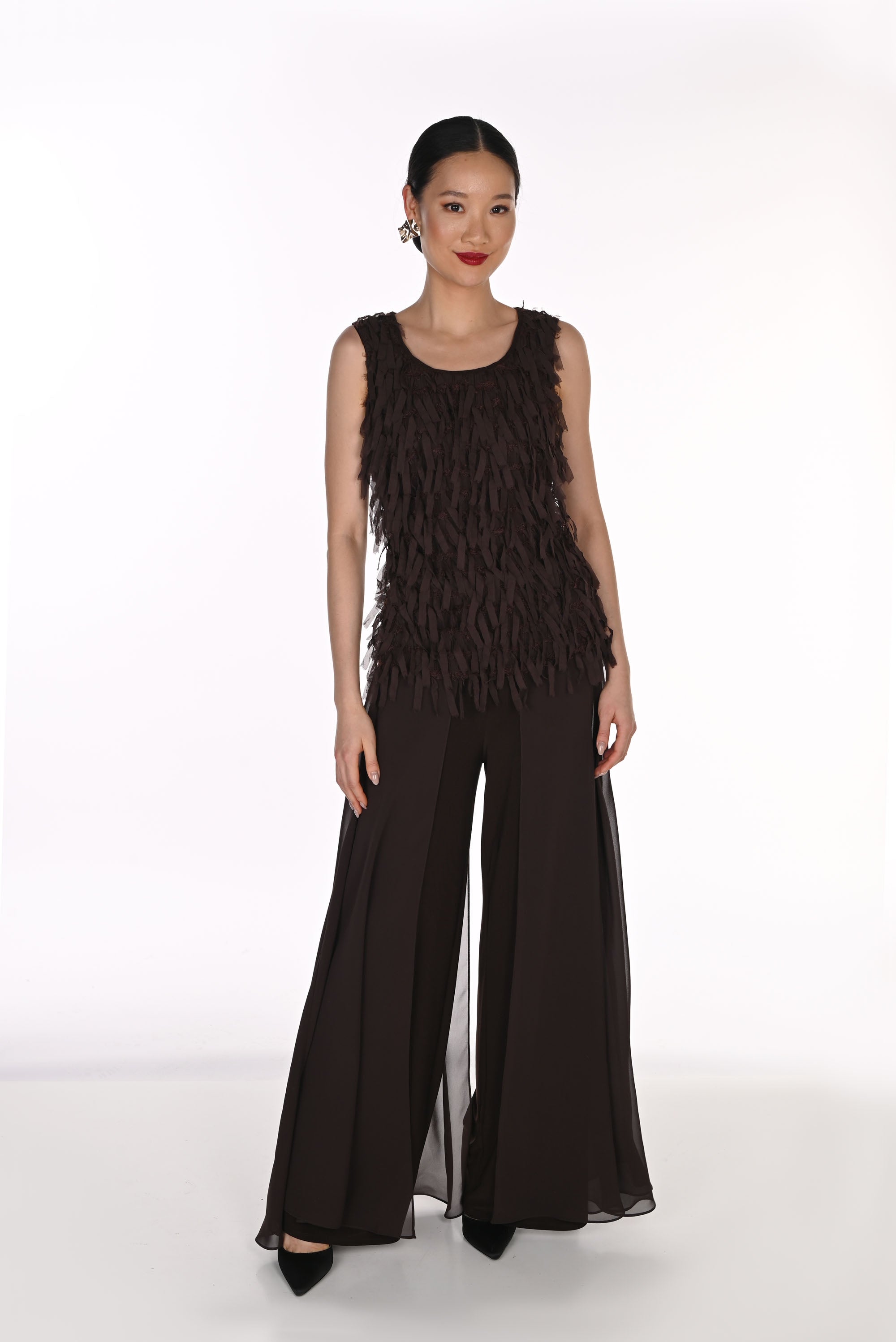Frank Lyman Wide-Leg Pants with Chiffon Overlay Style 198256 – DECABANA