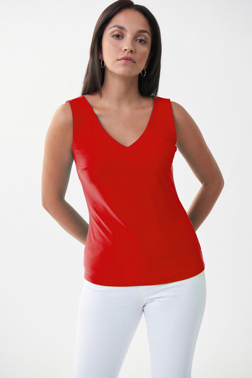 Joseph Ribkoff Lipstick Red Classic V-Neck Cami Style 201546