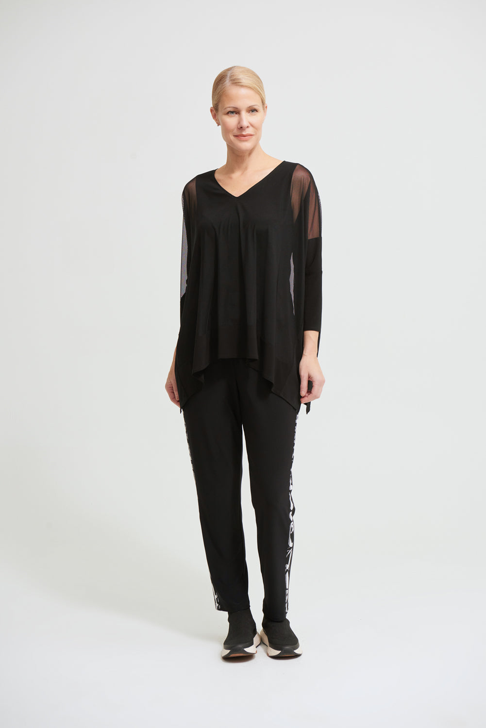 Joseph Ribkoff Black Mesh Insert Poncho Top Style 213630 - Main Image