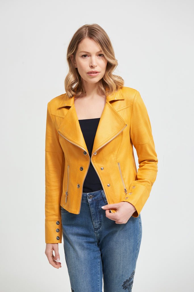 Joseph Ribkoff Marigold Faux Leather Jacket Style 213945 – DECABANA