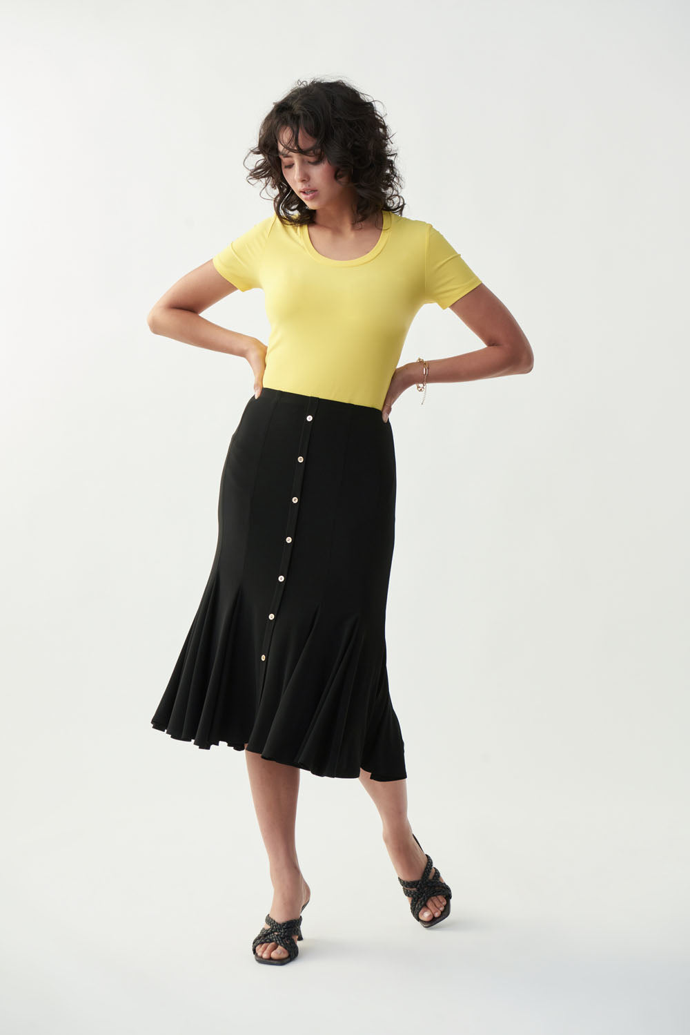 Joseph Ribkoff Black Trumpet Hem Skirt Style 221018 - Main Image