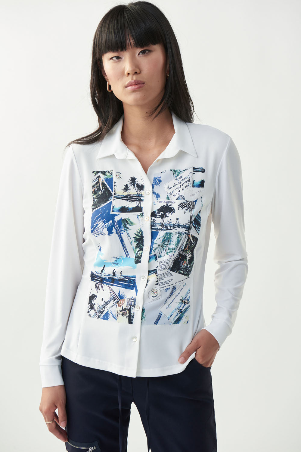 Joseph Ribkoff Vanilla Printed Blouse Style 221039 - Main Image