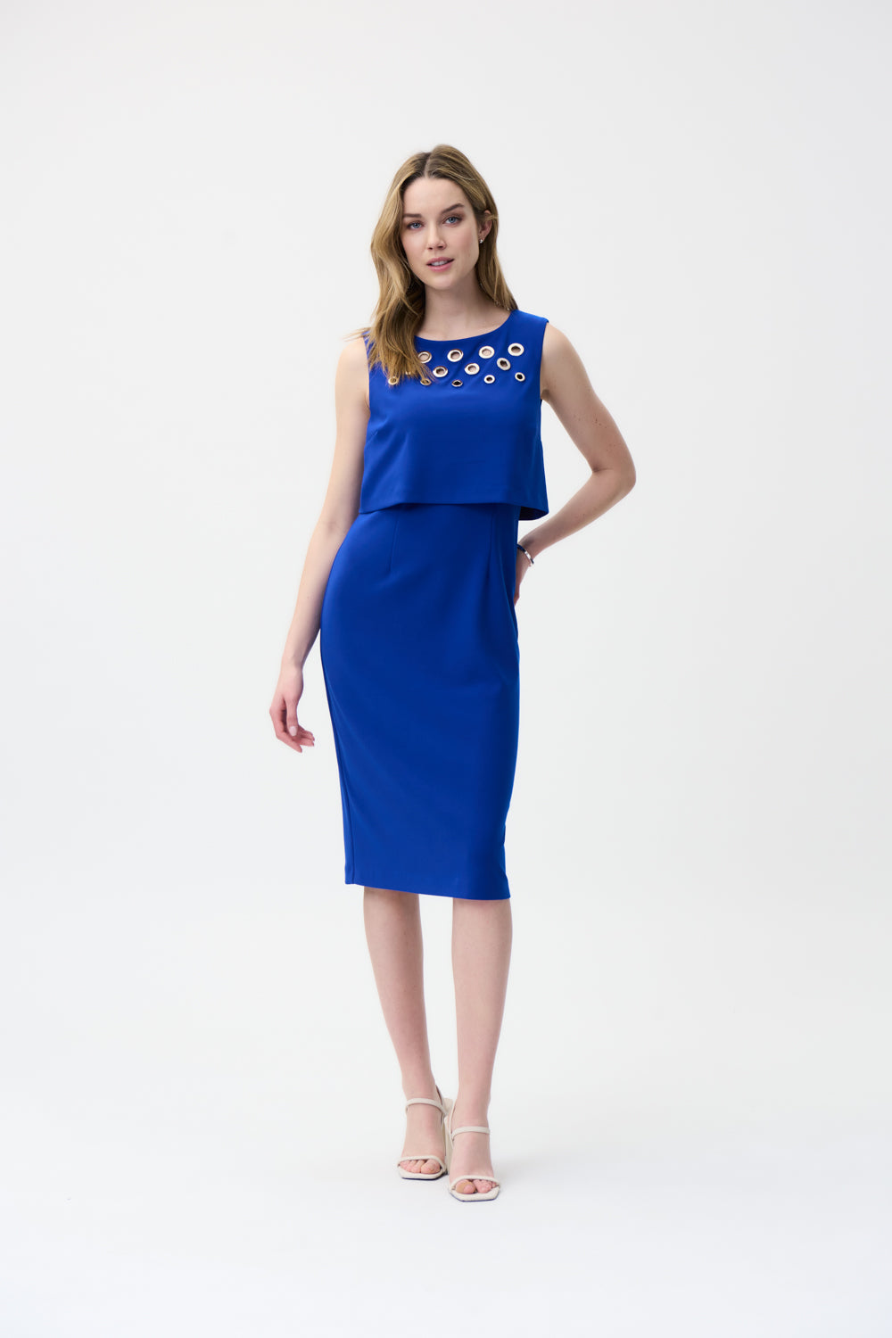 Joseph Ribkoff Royal Grommet Detail Dress Style 221061-main