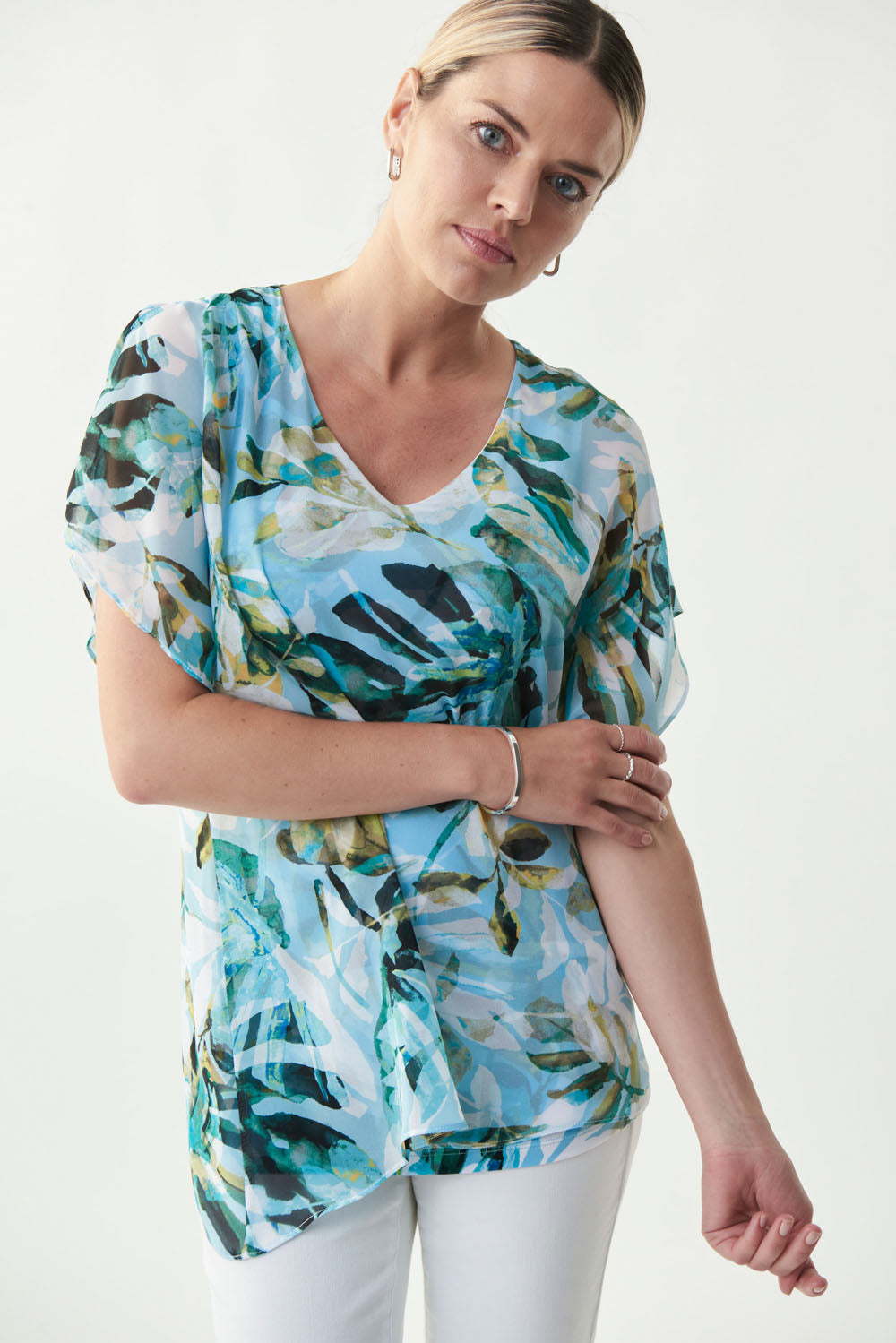 Joseph Ribkoff Multi Tropical Print Top Style 221077 - Main Image 