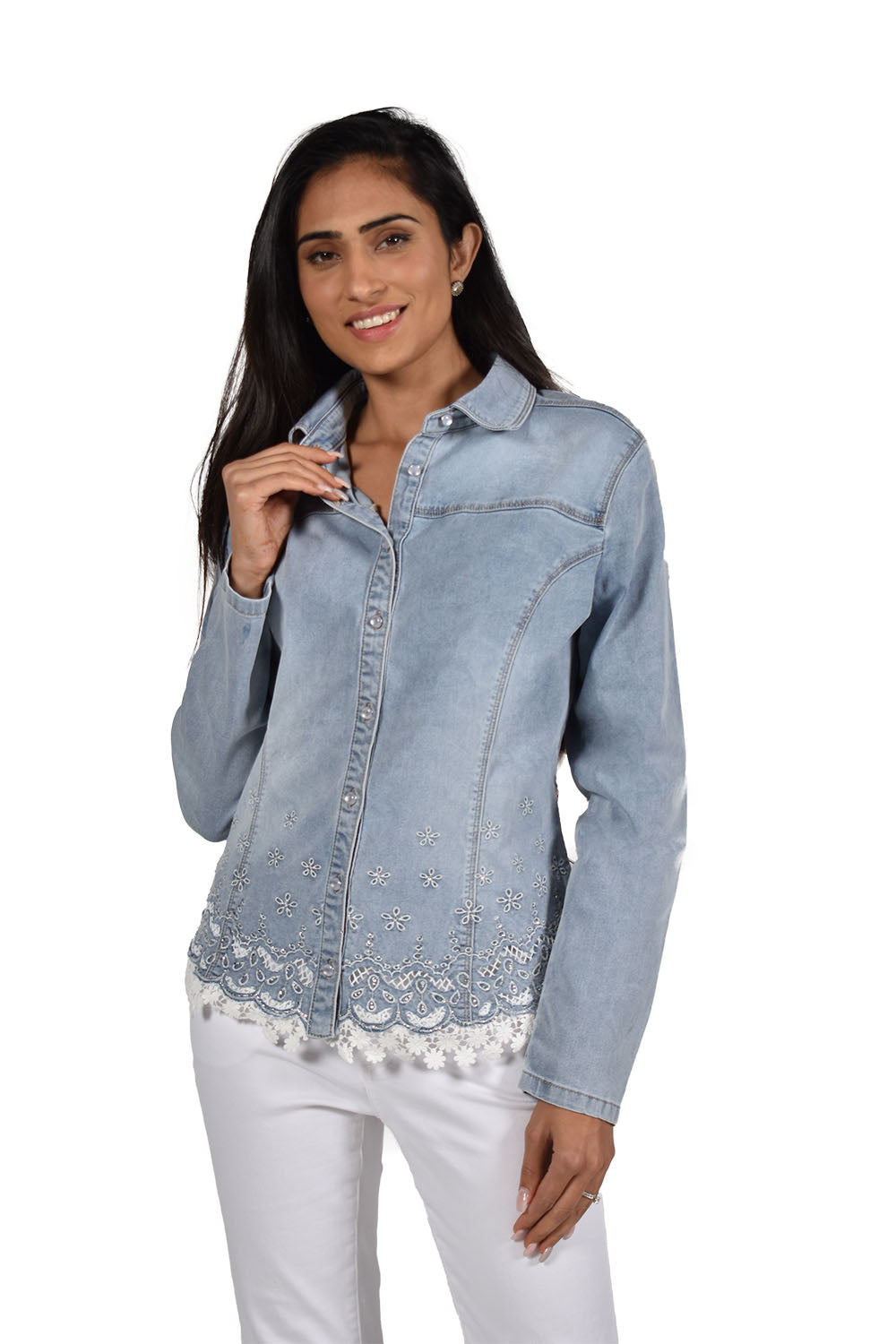 Frank Lyman Light Denim Blue Top Style 221106