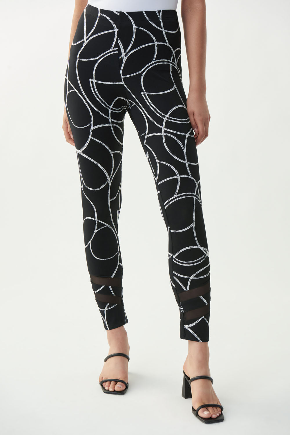 Joseph Ribkoff Black/Vanilla Circle Print Legging Style 221213 - Main Image