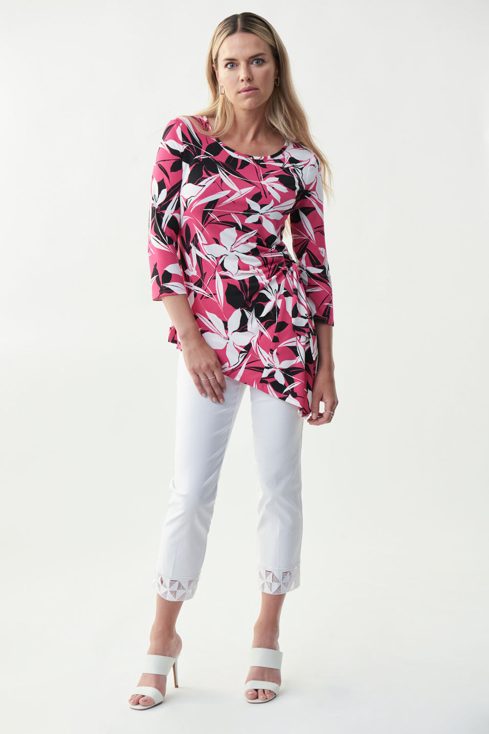 Joseph Ribkoff Black/Raspberry Sorbet/Vanilla Tunic Style 221215 - Main Image