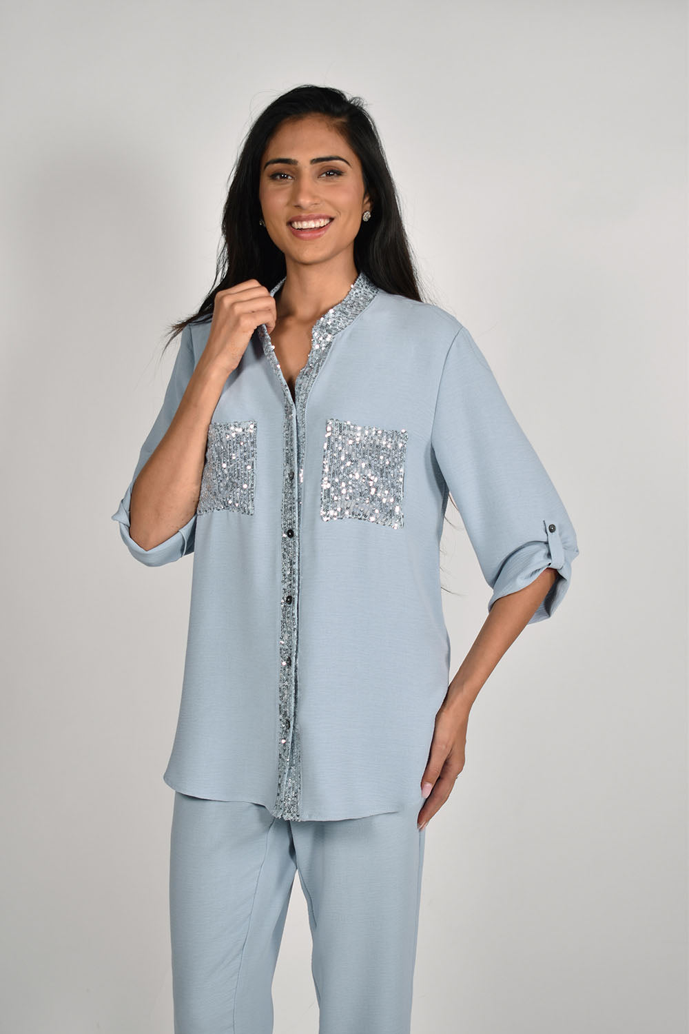 Frank Lyman Blue Blouse Style 221219-main