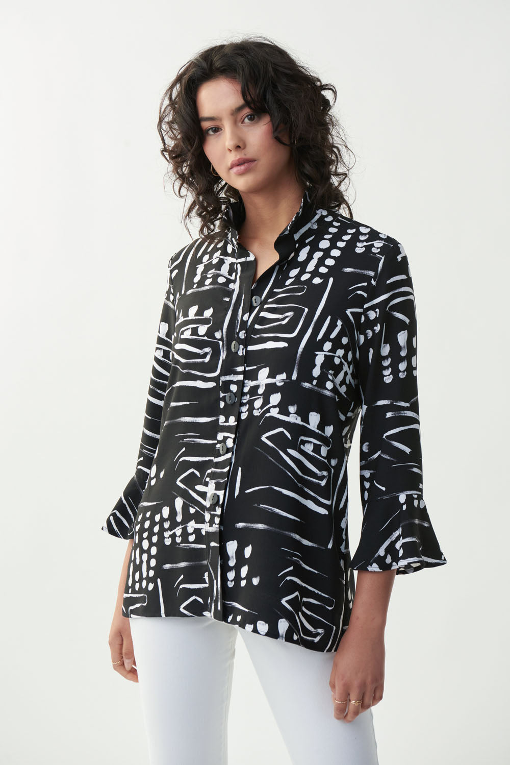 Joseph Ribkoff Black/Vanilla Blouse Style 221221 - Main Image