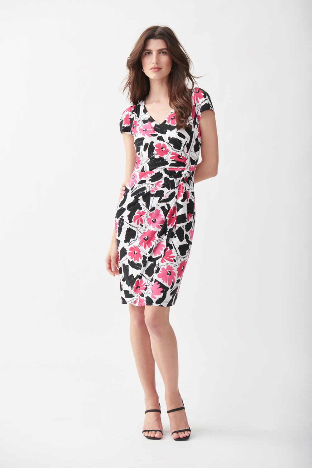 Joseph Ribkoff Vanilla/Multi Floral Sheath Dress Style 221231- Main Image