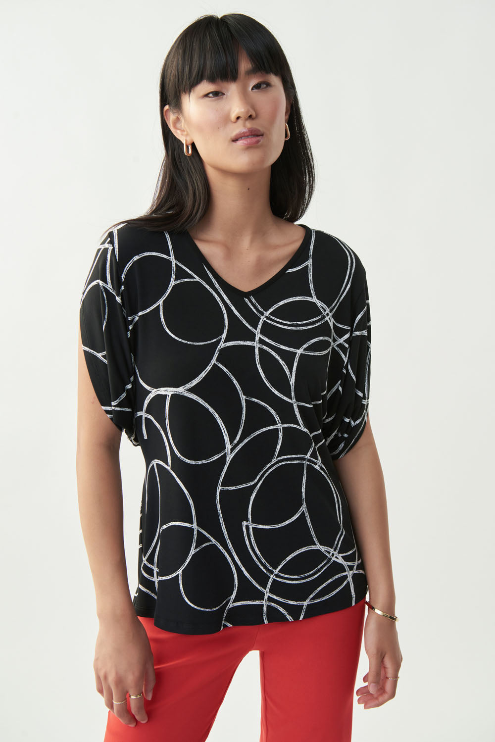 Joseph Ribkoff Black/Vanilla Top Style 221268 - Main Image