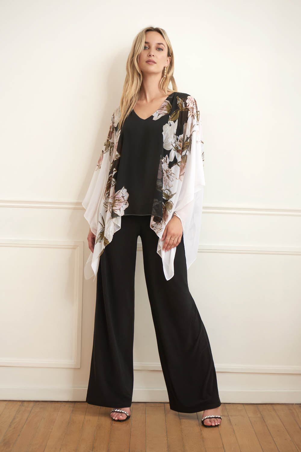 Joseph Ribkoff Cape Sleeve Top Style 221338 - Vanilla/Multi - full