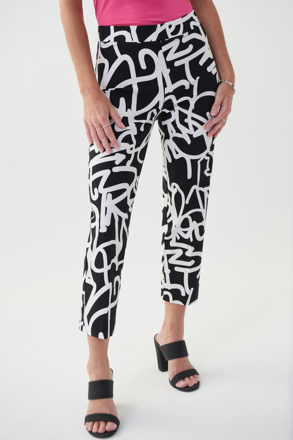 Joseph Ribkoff Black/White Graffiti Pant Style 222067 - Main Image