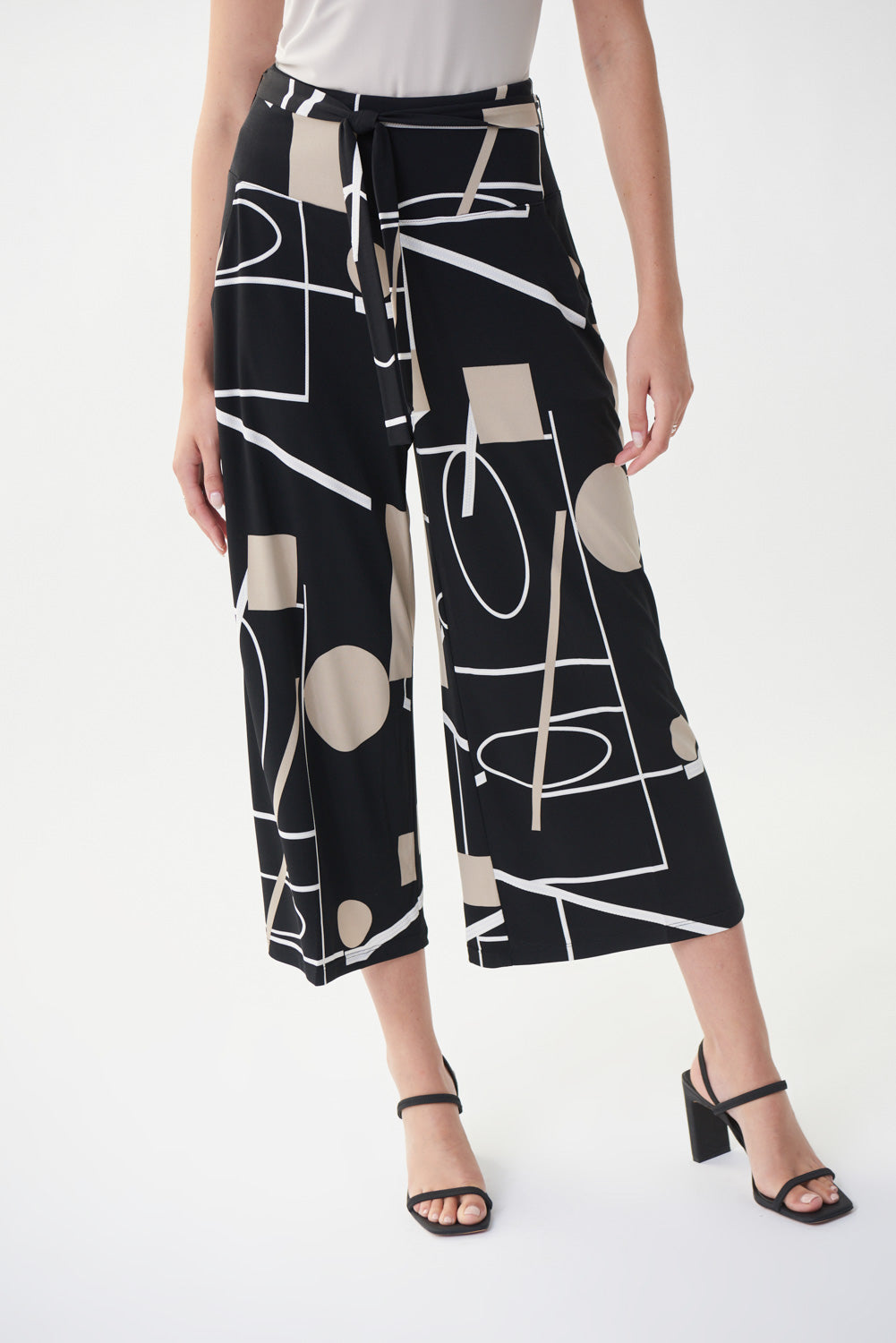 Joseph Ribkoff Black/Vanilla/Multi Printed Wide Leg Pants Style 222187-main