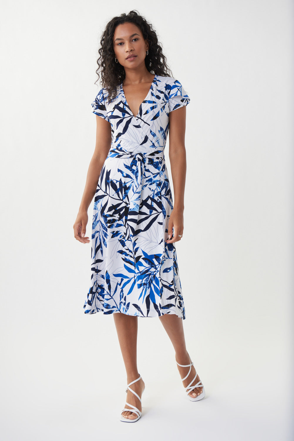 Joseph Ribkoff Vanilla/Multi Wrap Front Dress Style 222202-main