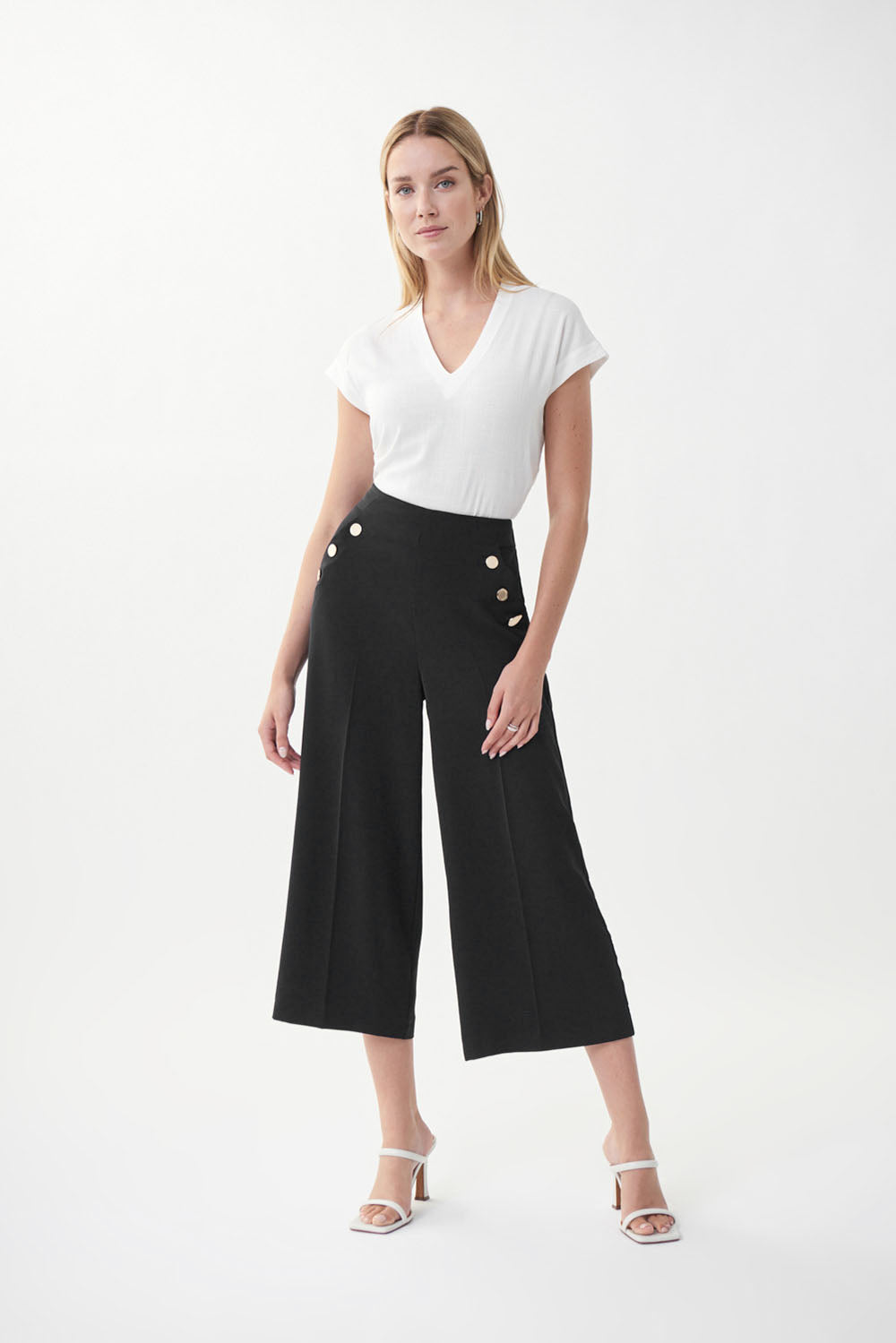 Joseph Ribkoff Black Button Detail Pants Style 222227