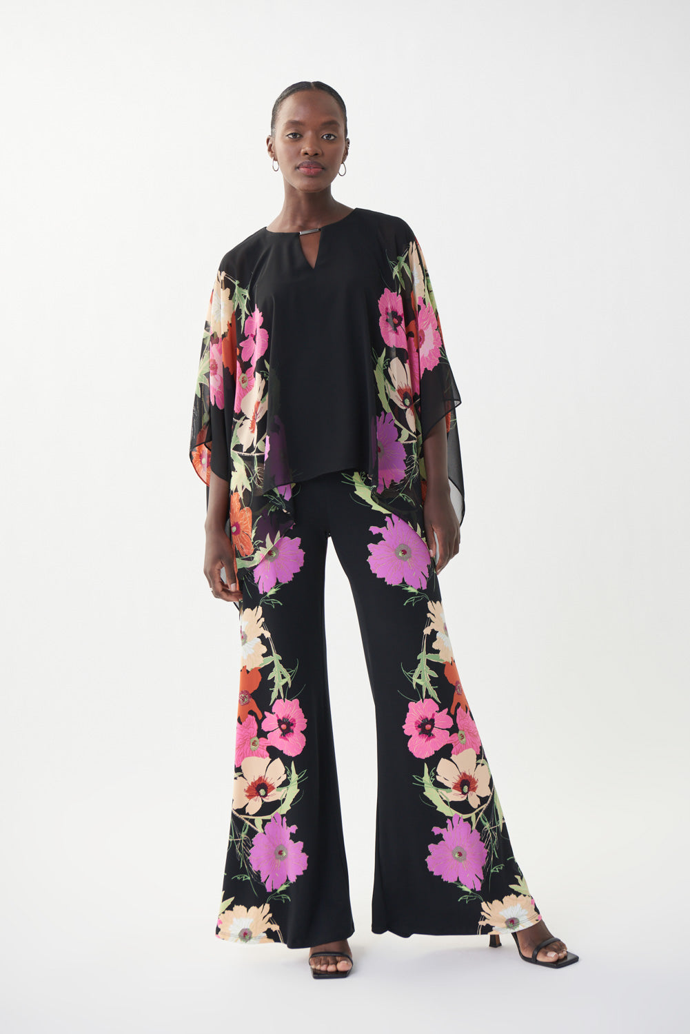 Joseph Ribkoff Black/Multi Floral Wide Leg Pants Style 222273-main