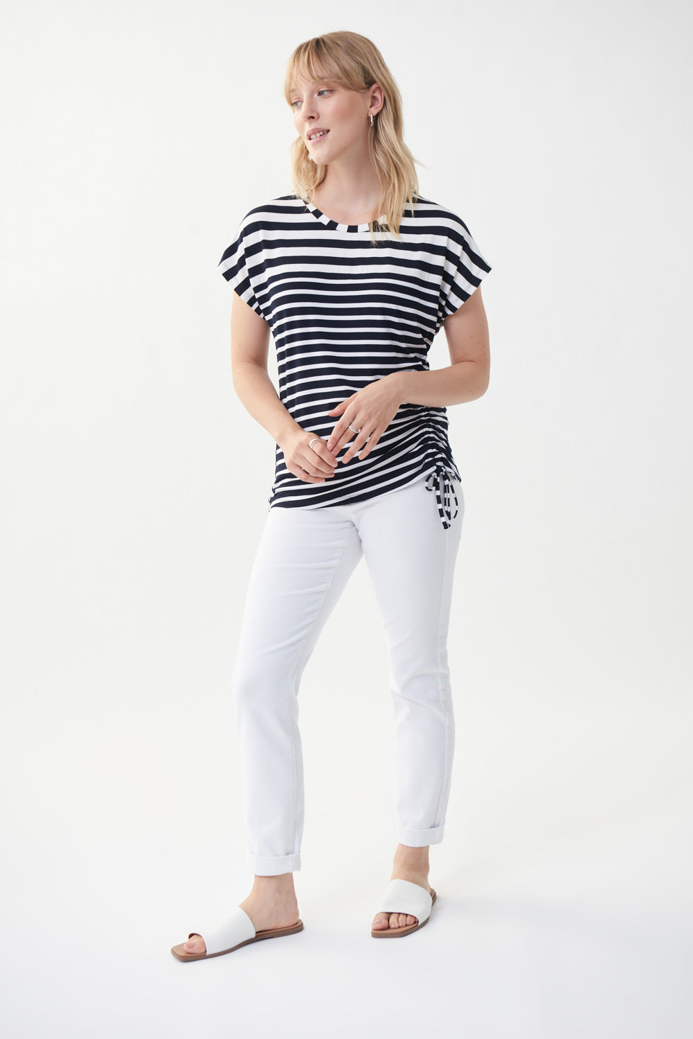 Joseph Ribkoff Navy/White Stripped Top Style 222281-main