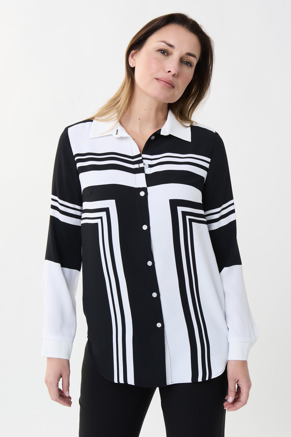 Joseph Ribkoff Vanilla/Black Blouse Style 223018