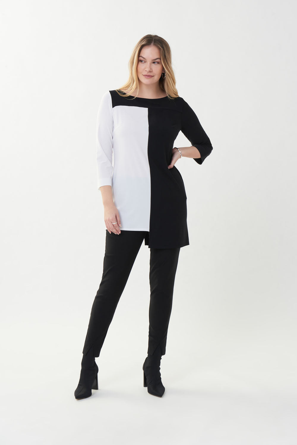 Joseph Ribkoff Black/Vanilla Colour-Blocked Tunic Style 223072-main