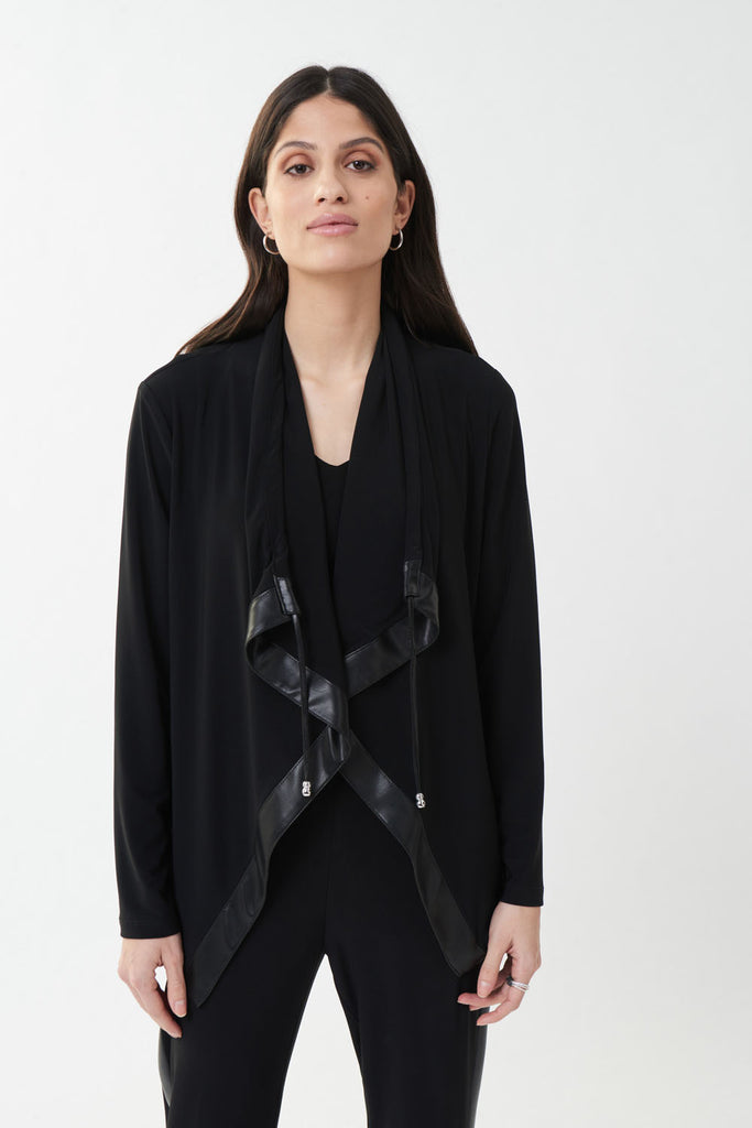 Joseph Ribkoff Black Faux Leather Trim Jacket Style 223091 – DECABANA