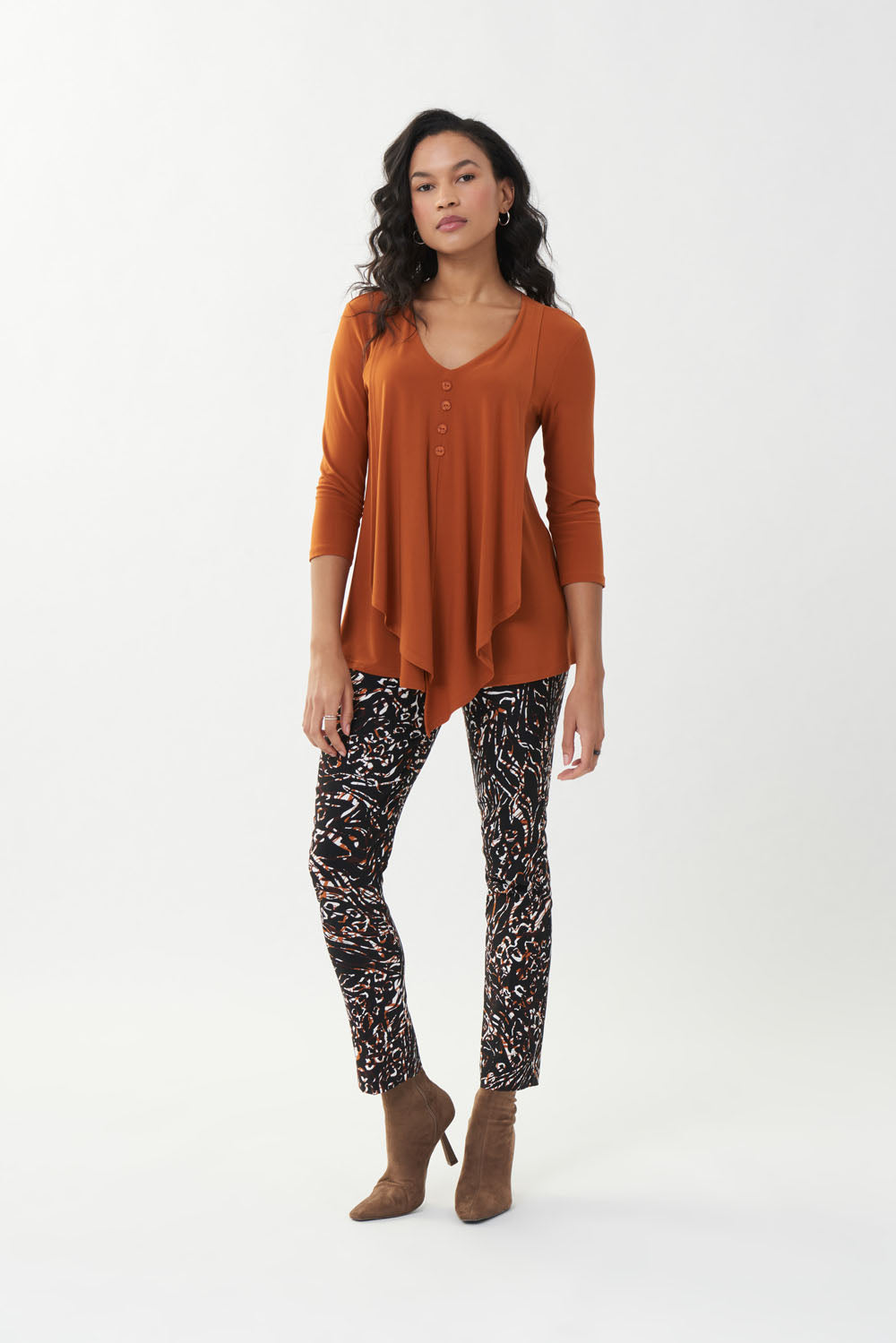 Joseph Ribkoff Amber Stone Draped Henley Top Style 223102-main