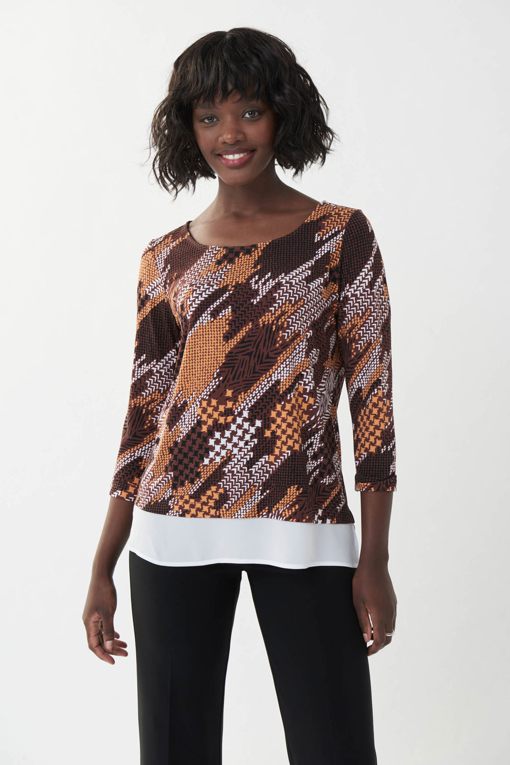 Joseph Ribkoff Brown/Multi Top Style 223146