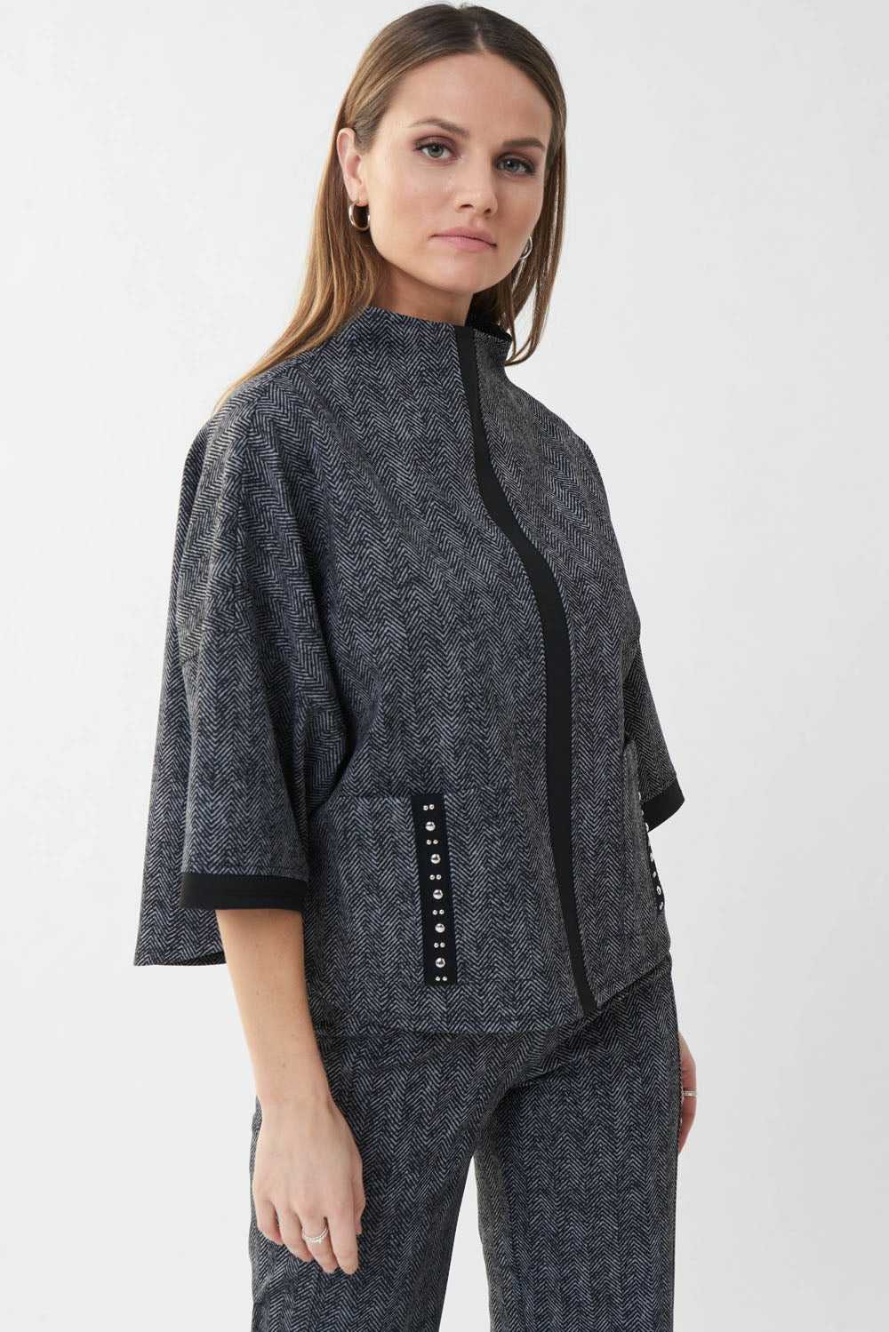 Joseph Ribkoff Grey Mix/Black Top Style 223162